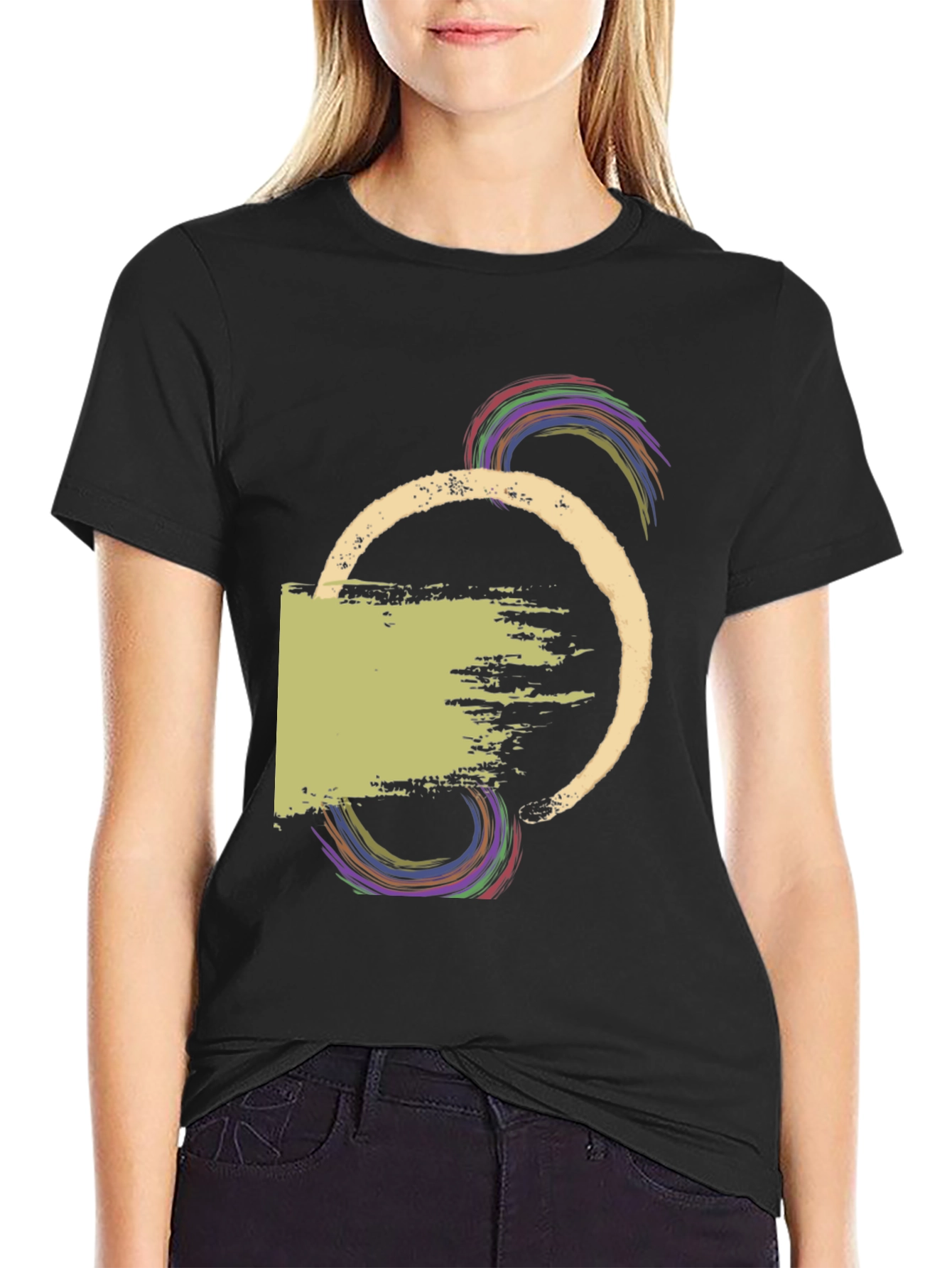 Abstract Graphic Print Mens Black T-Shirt