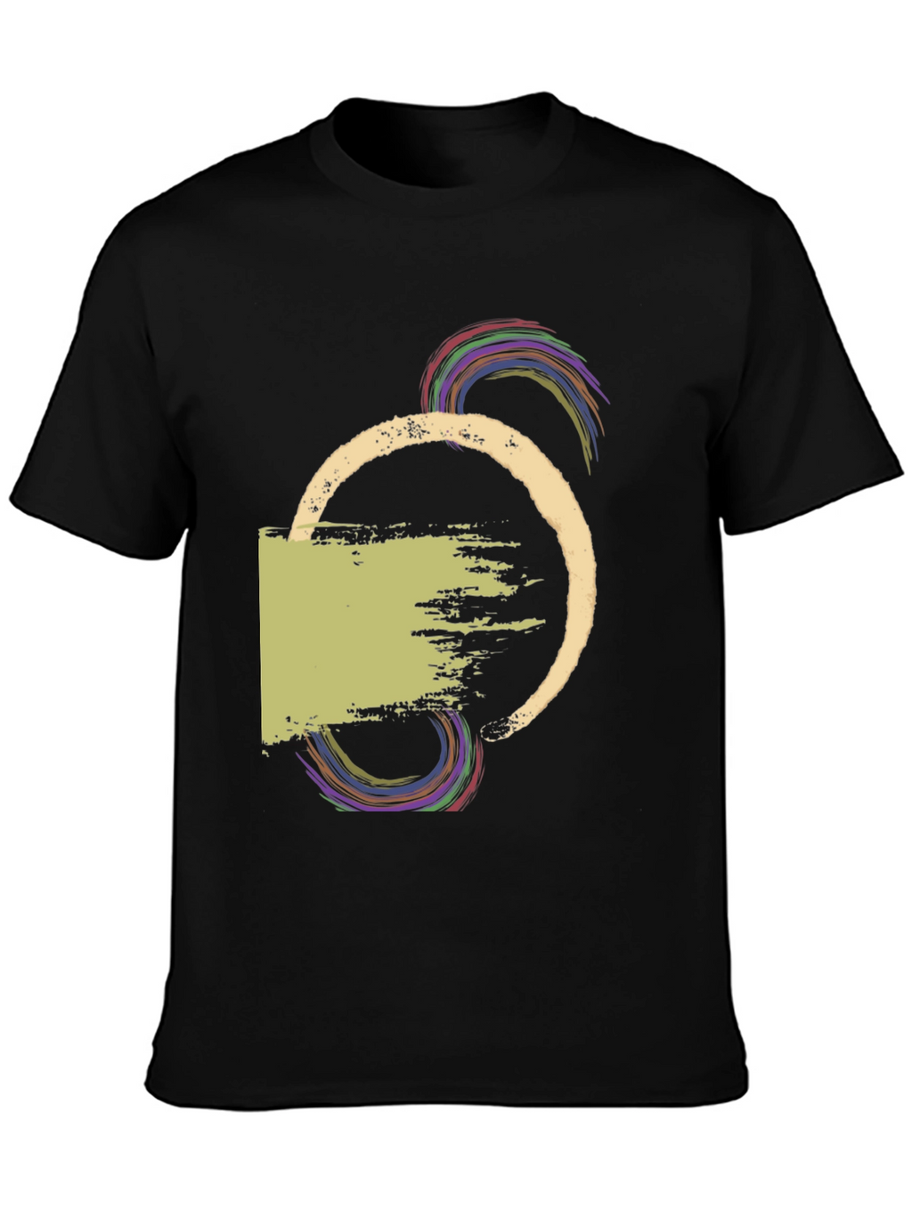 Abstract Graphic Print Mens Black T-Shirt