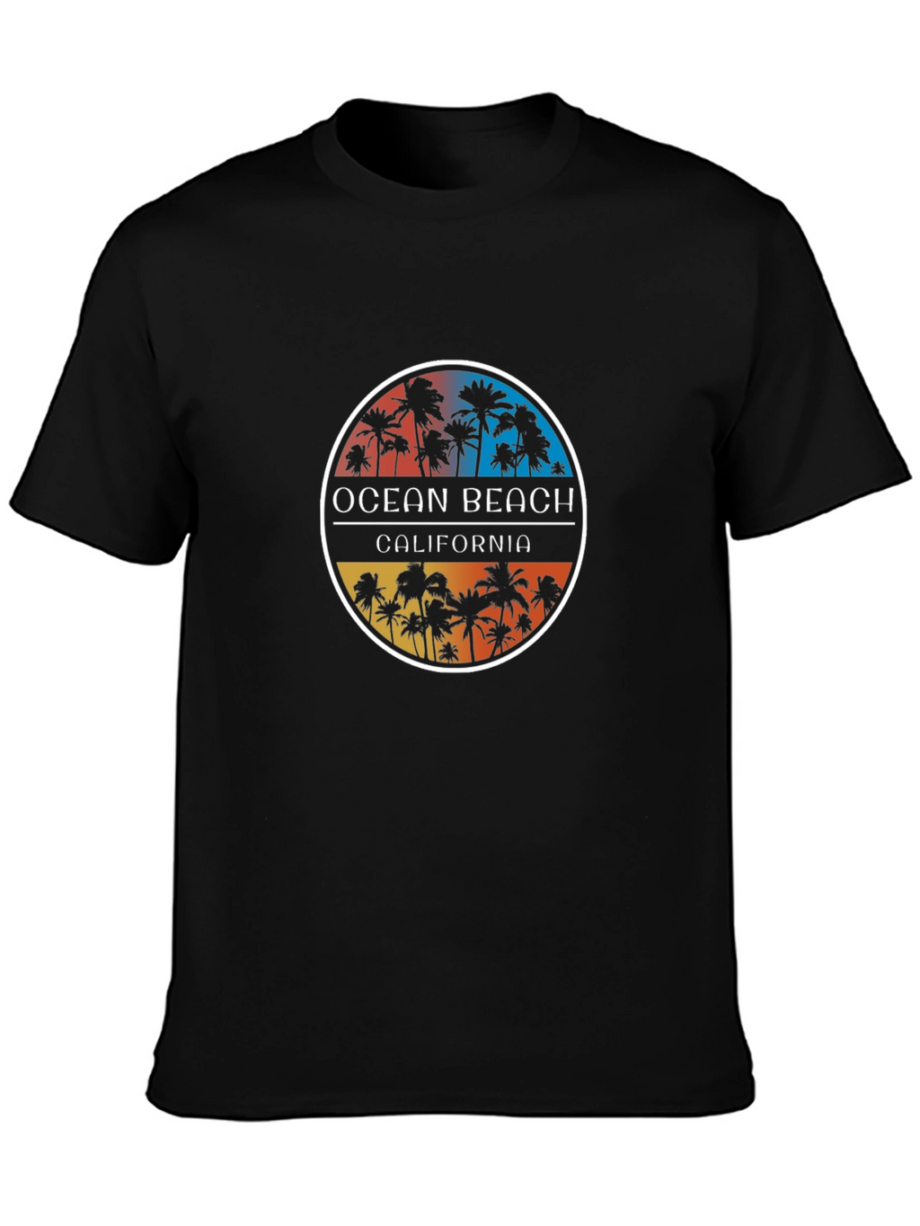 Ocean Beach California Palm Tee - Black
