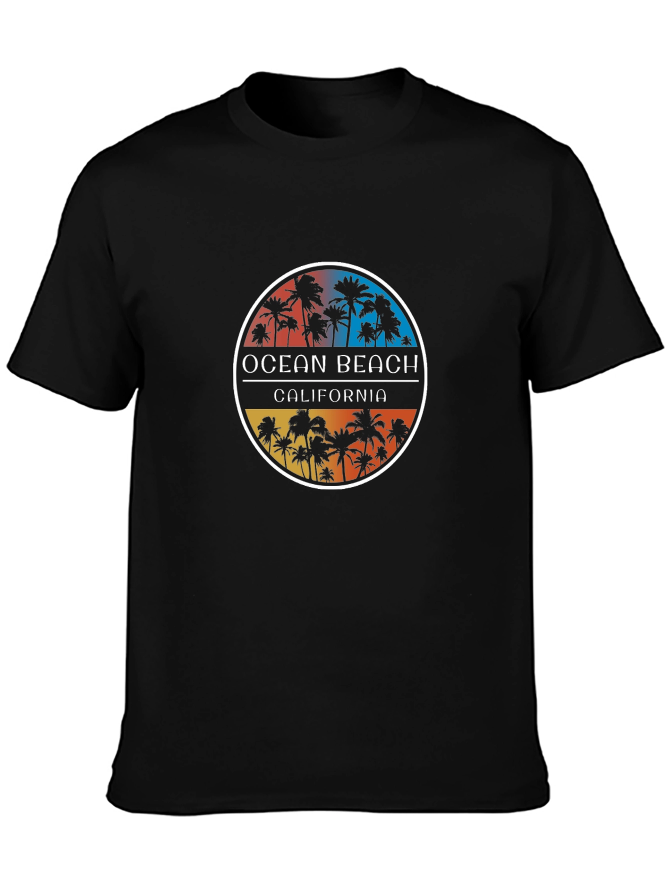 Ocean Beach California Palm Tee - Black