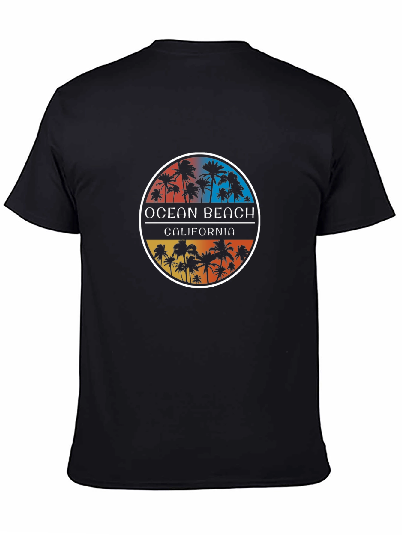 Ocean Beach California Palm Tee - Black