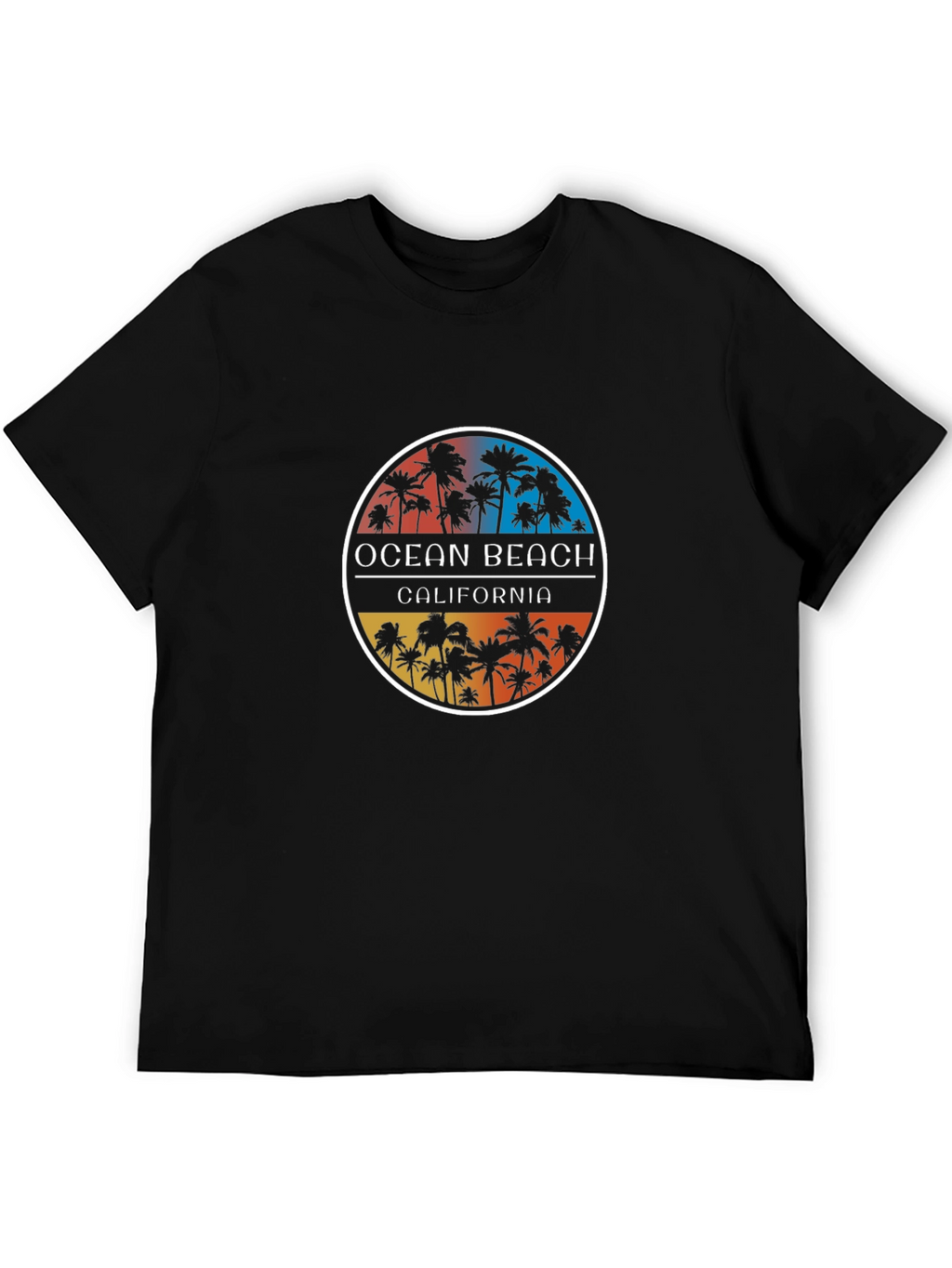 Ocean Beach California Palm Tee - Black