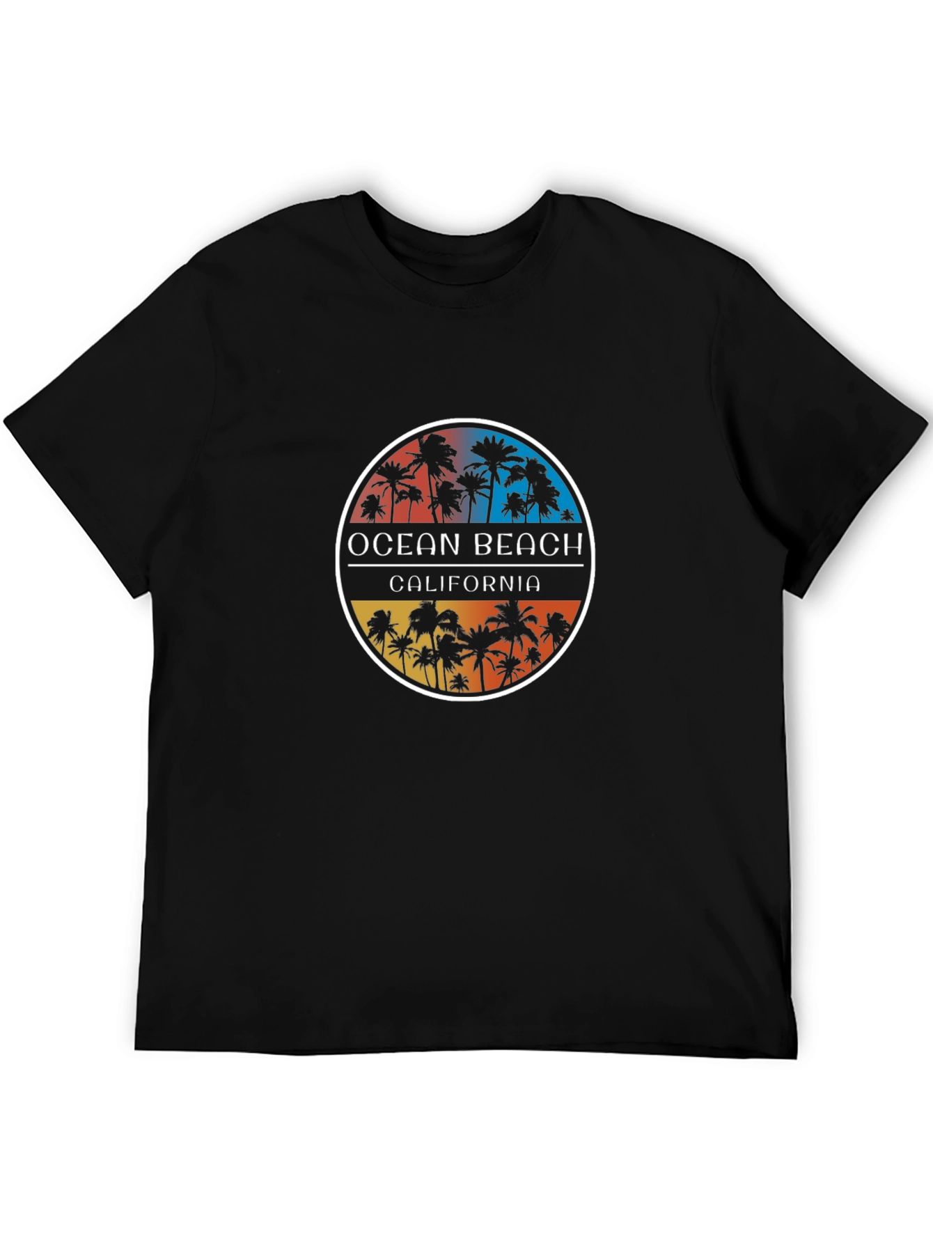 Ocean Beach California Palm Tee - Black