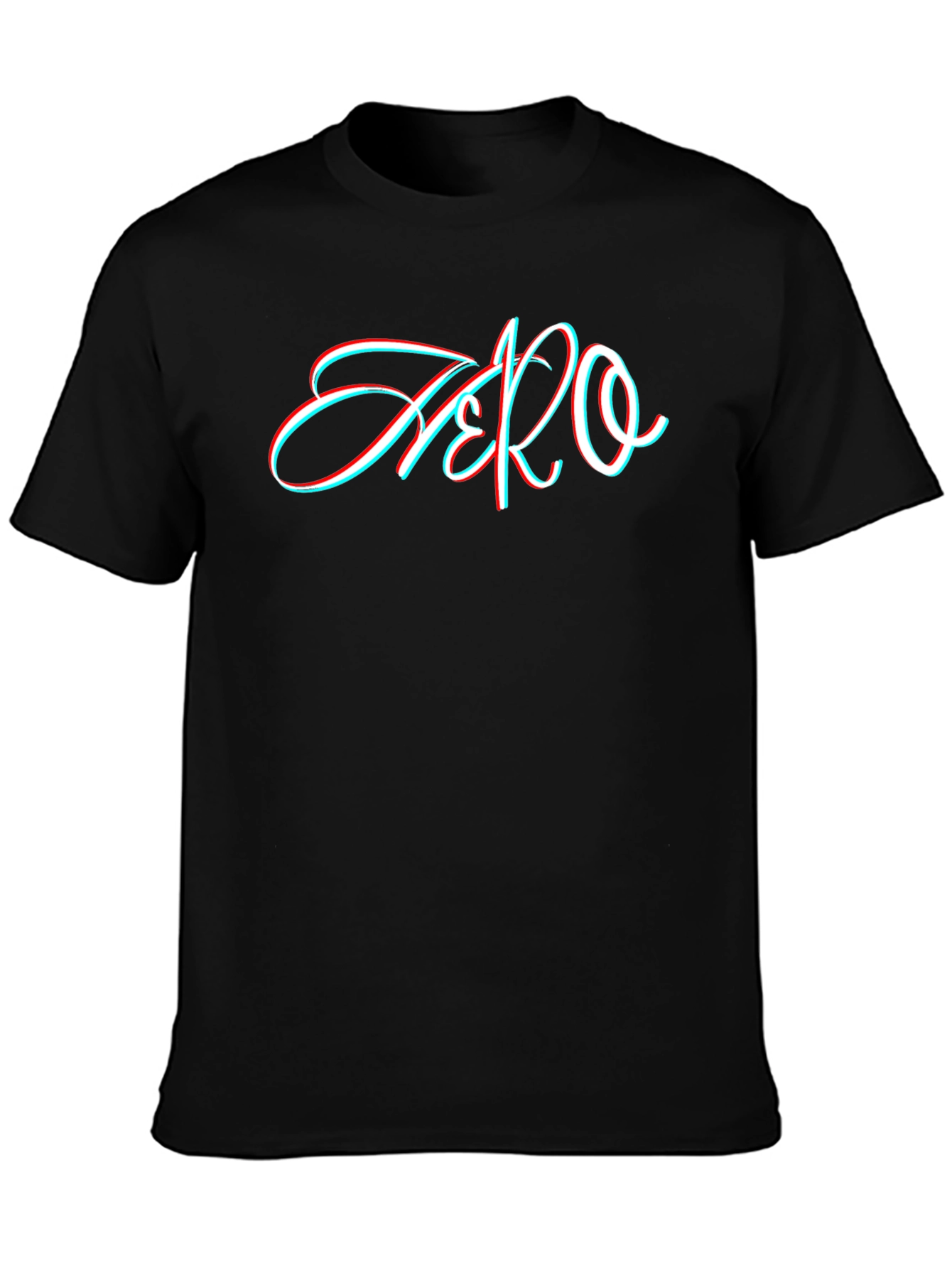 Stylish Black T-Shirt with 3D Style Zero Graphic
