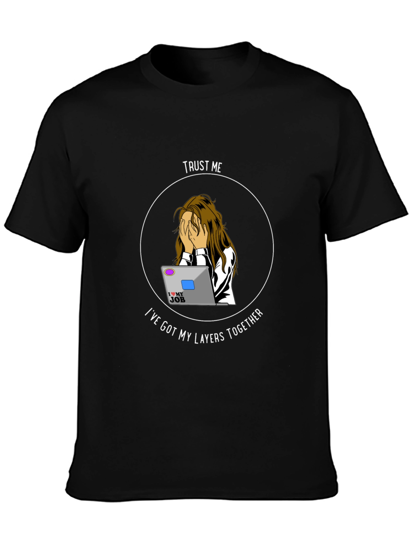 Funny IT Layers Together Black T-Shirt