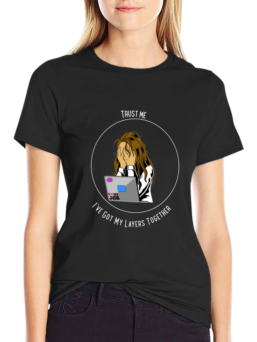 Funny IT Layers Together Black T-Shirt