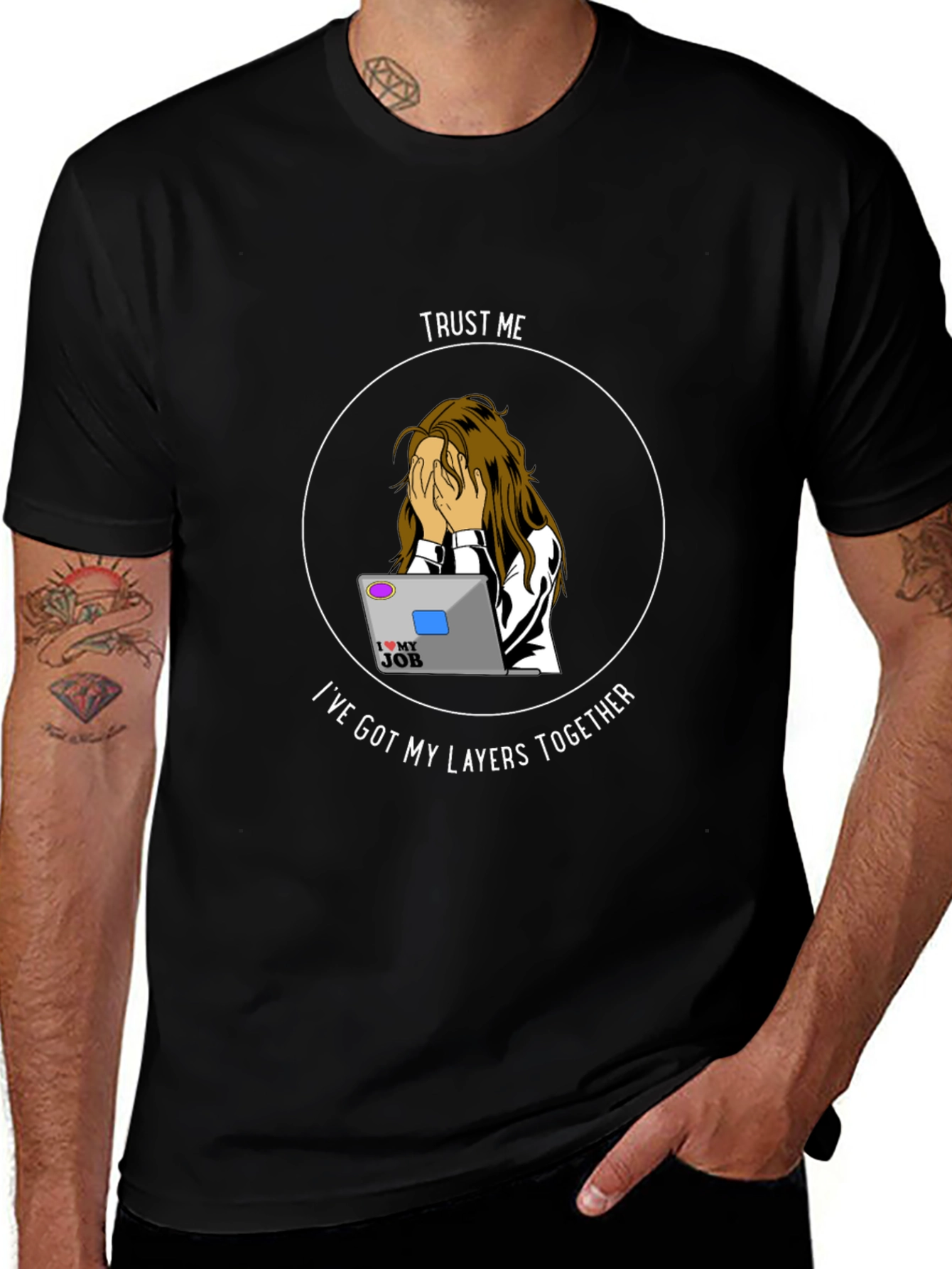 Funny IT Layers Together Black T-Shirt