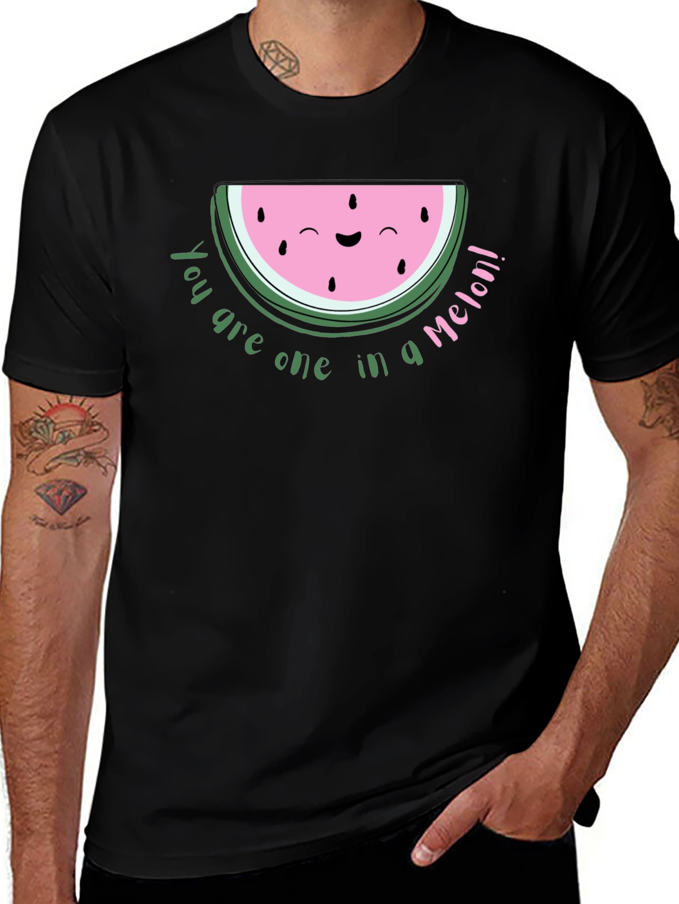 Cute Watermelon Pun Black T-Shirt