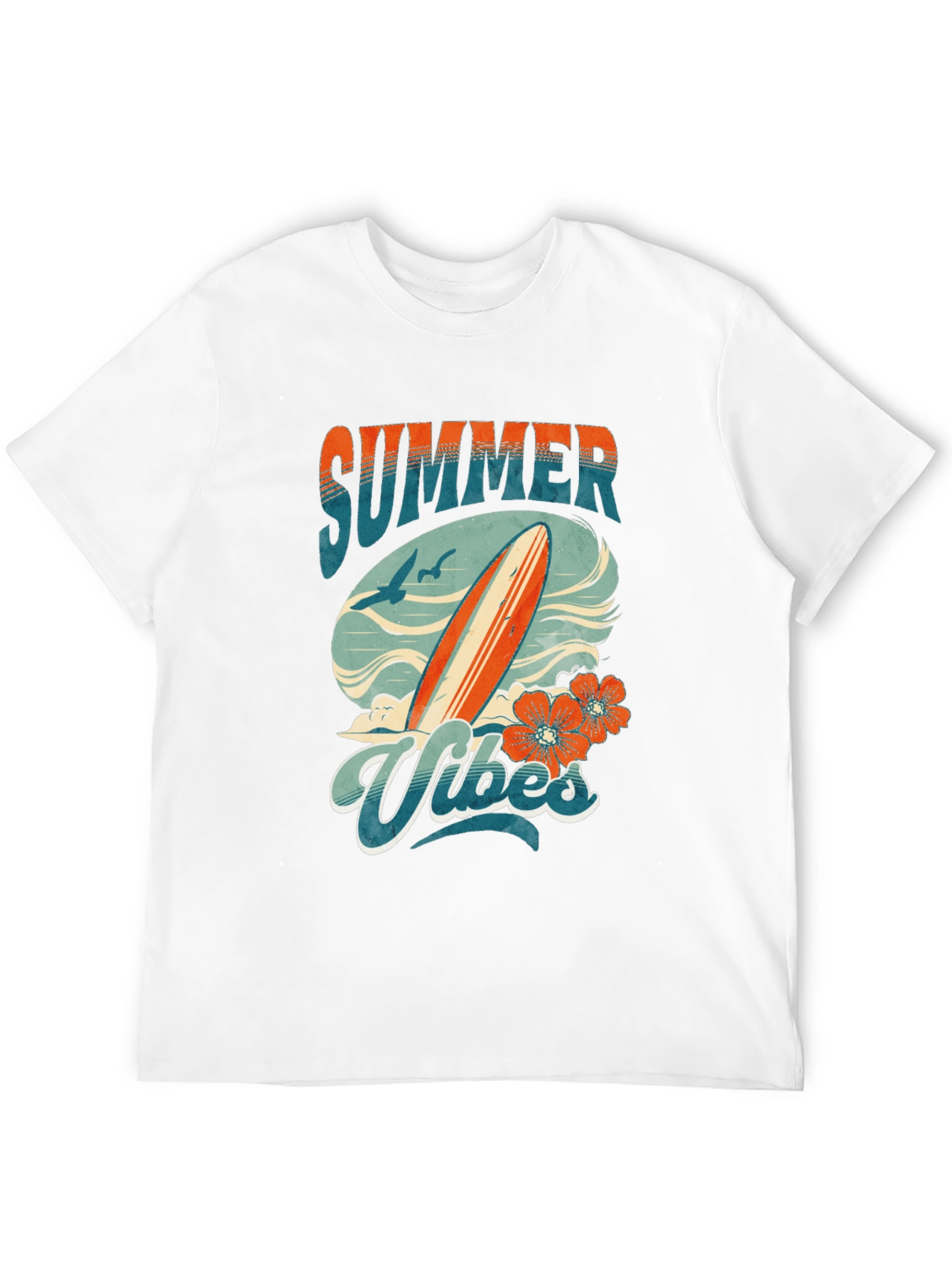 Summer Vibes Graphic Tee - Surfboard Design