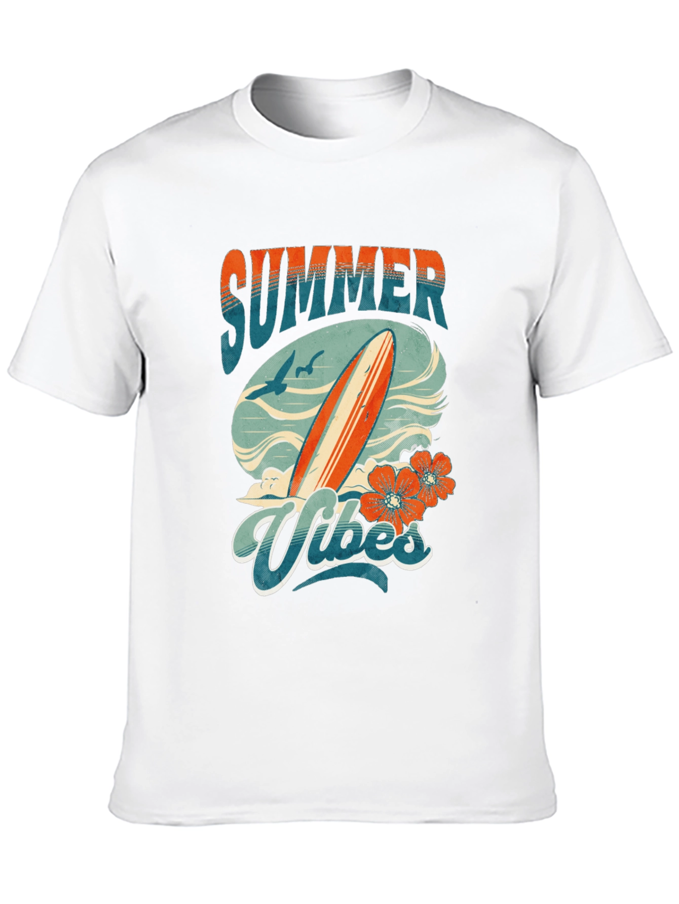 Summer Vibes Graphic Tee - Surfboard Design