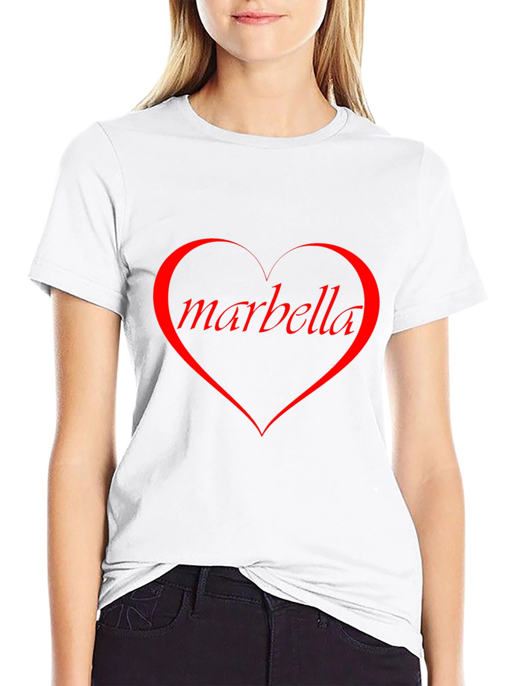 Marbella Heart Graphic Tee - Stylish Black T-Shirt