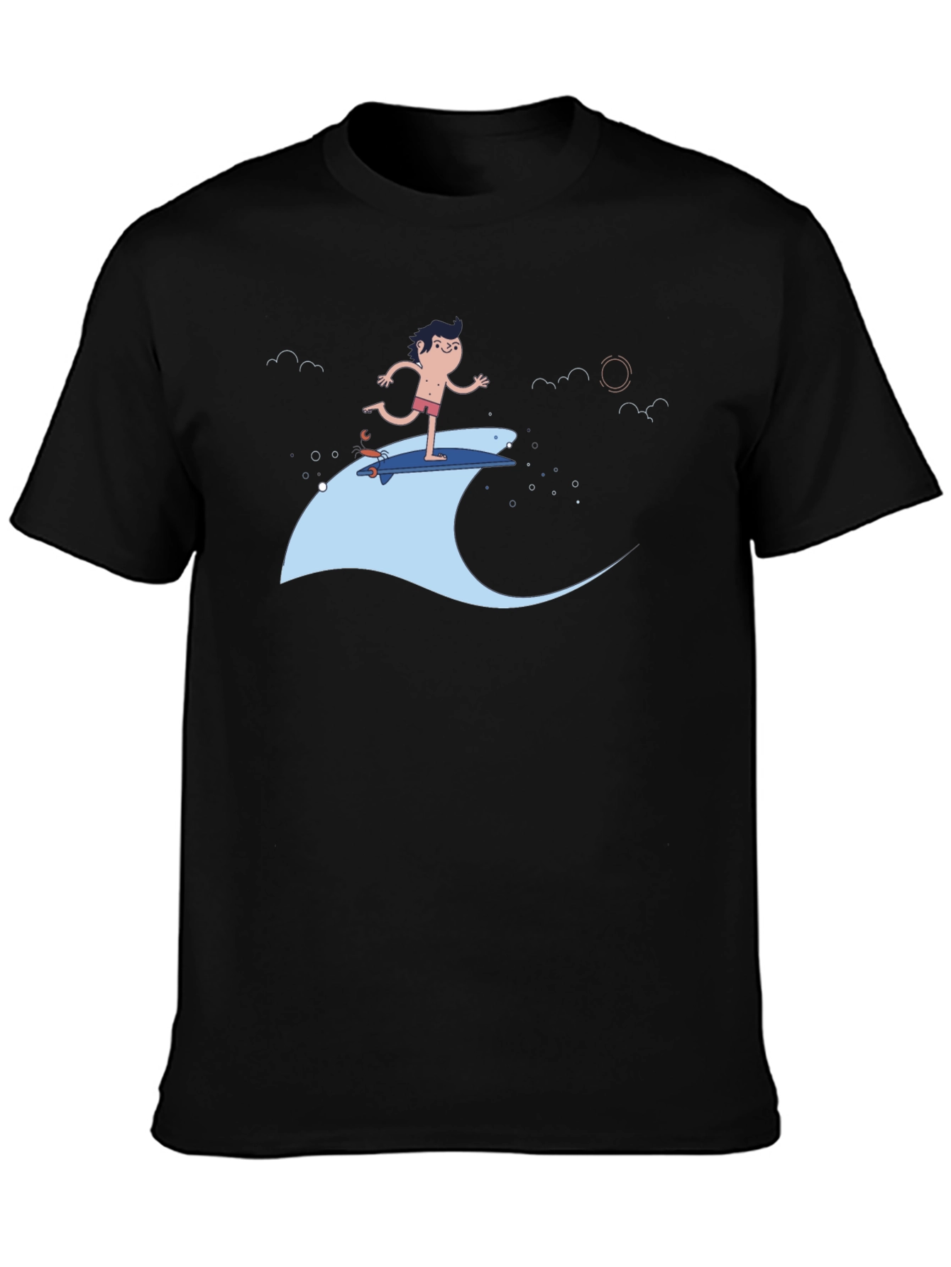 Surfer Dude Black T-Shirt - Cool Graphic Tee