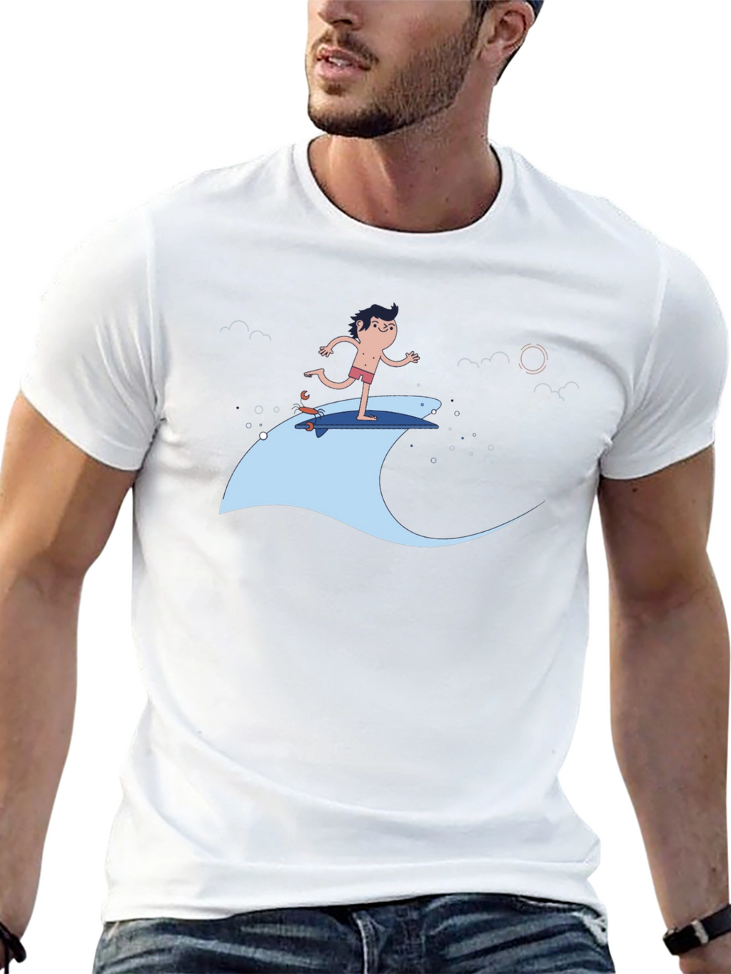 Surfer Dude Black T-Shirt - Cool Graphic Tee
