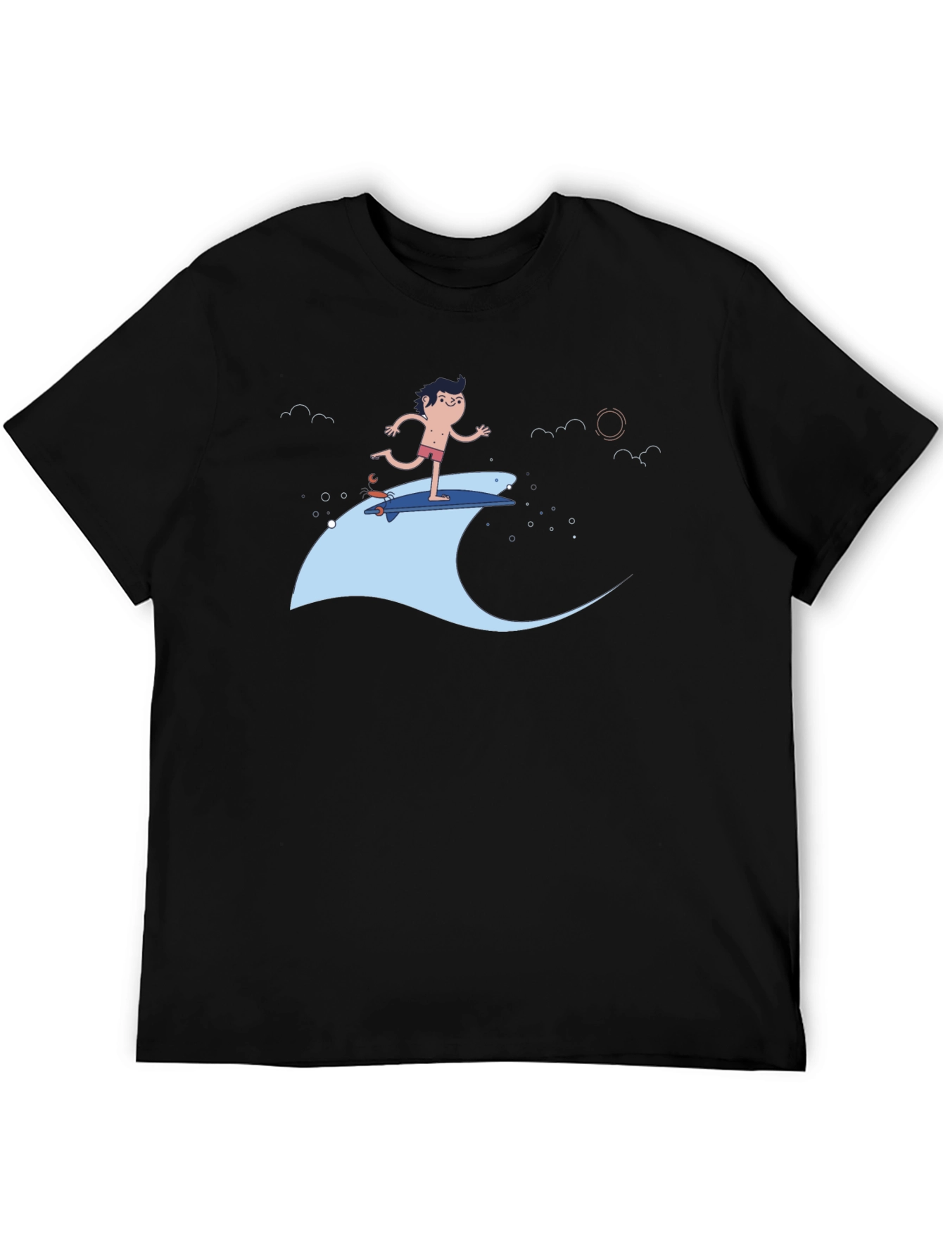 Surfer Dude Black T-Shirt - Cool Graphic Tee