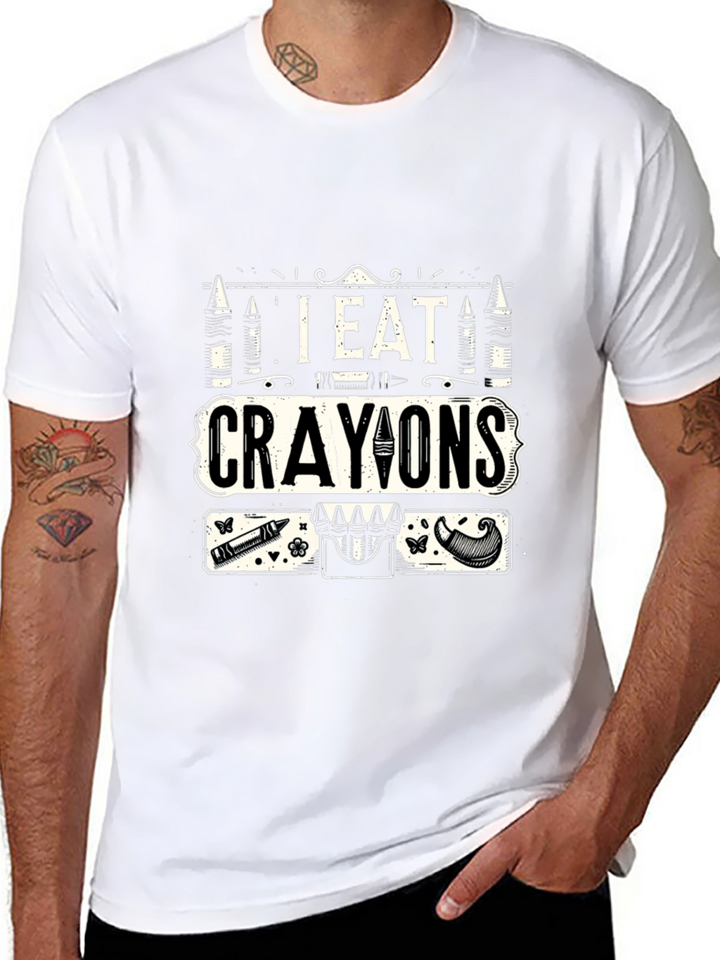 I Eat Crayons Graphic T-Shirt - Funny Novelty Tee