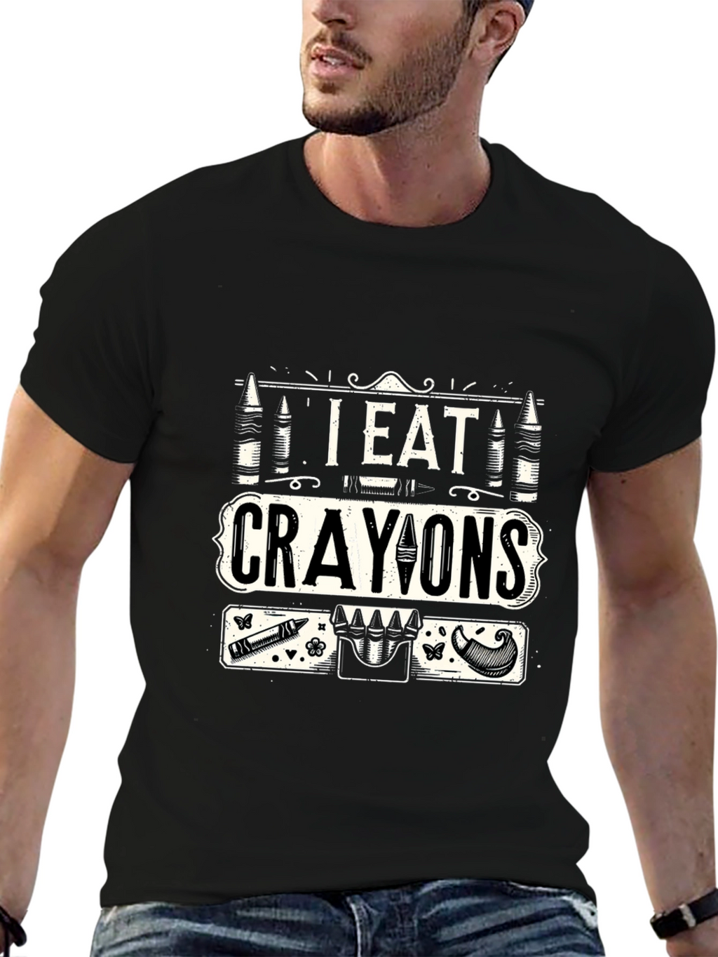 I Eat Crayons Graphic T-Shirt - Funny Novelty Tee