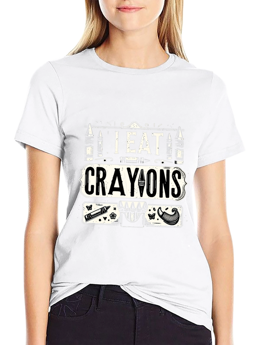 I Eat Crayons Graphic T-Shirt - Funny Novelty Tee