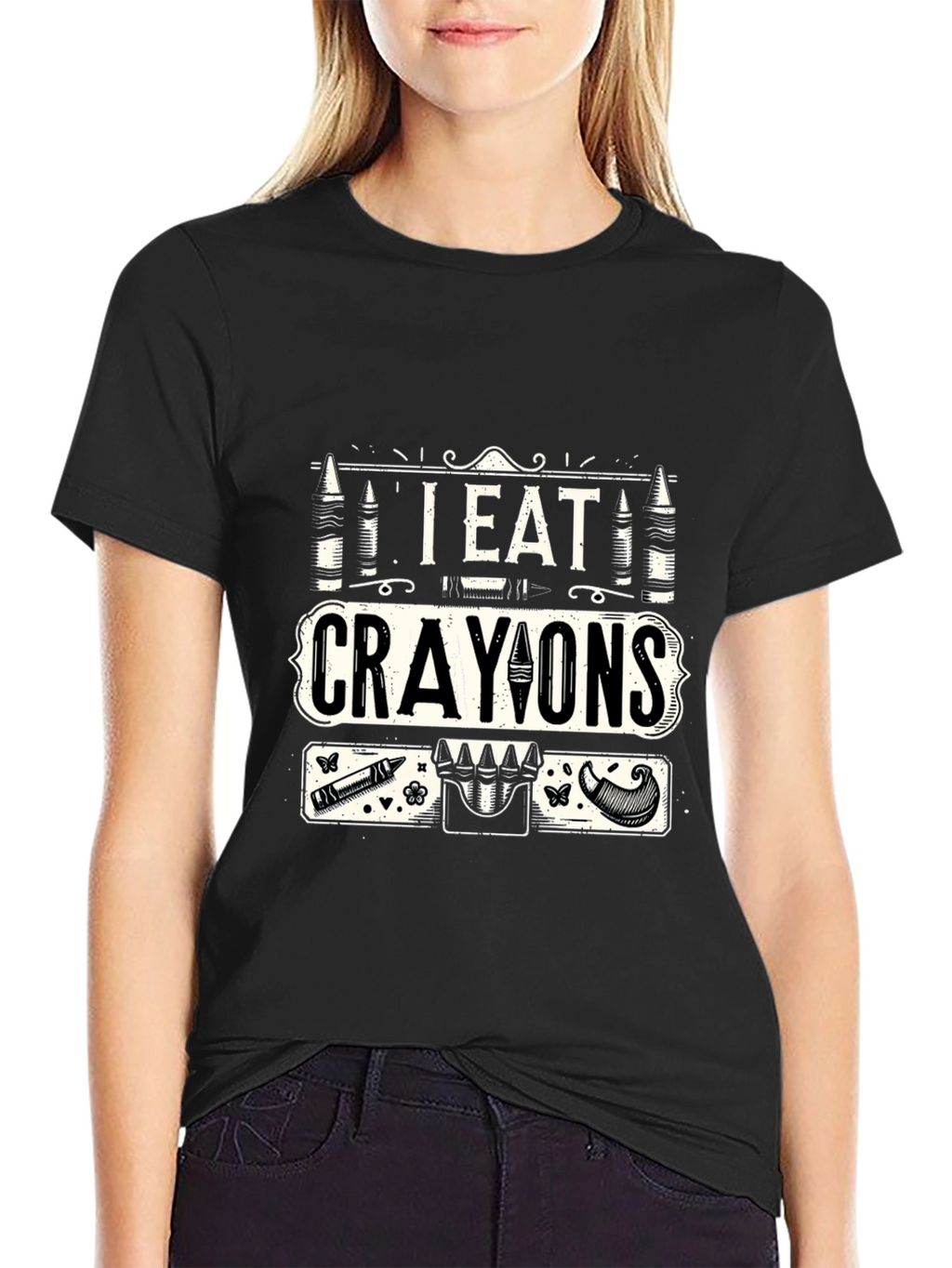 I Eat Crayons Graphic T-Shirt - Funny Novelty Tee