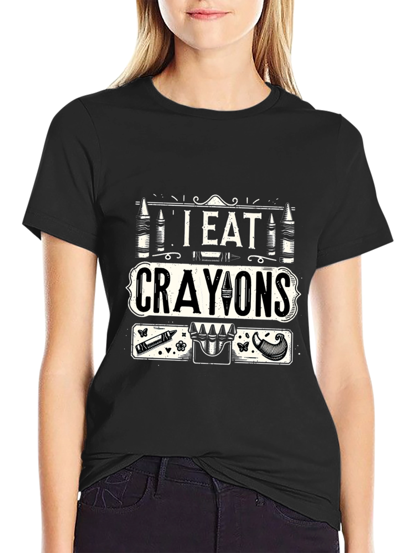 I Eat Crayons Graphic T-Shirt - Funny Novelty Tee