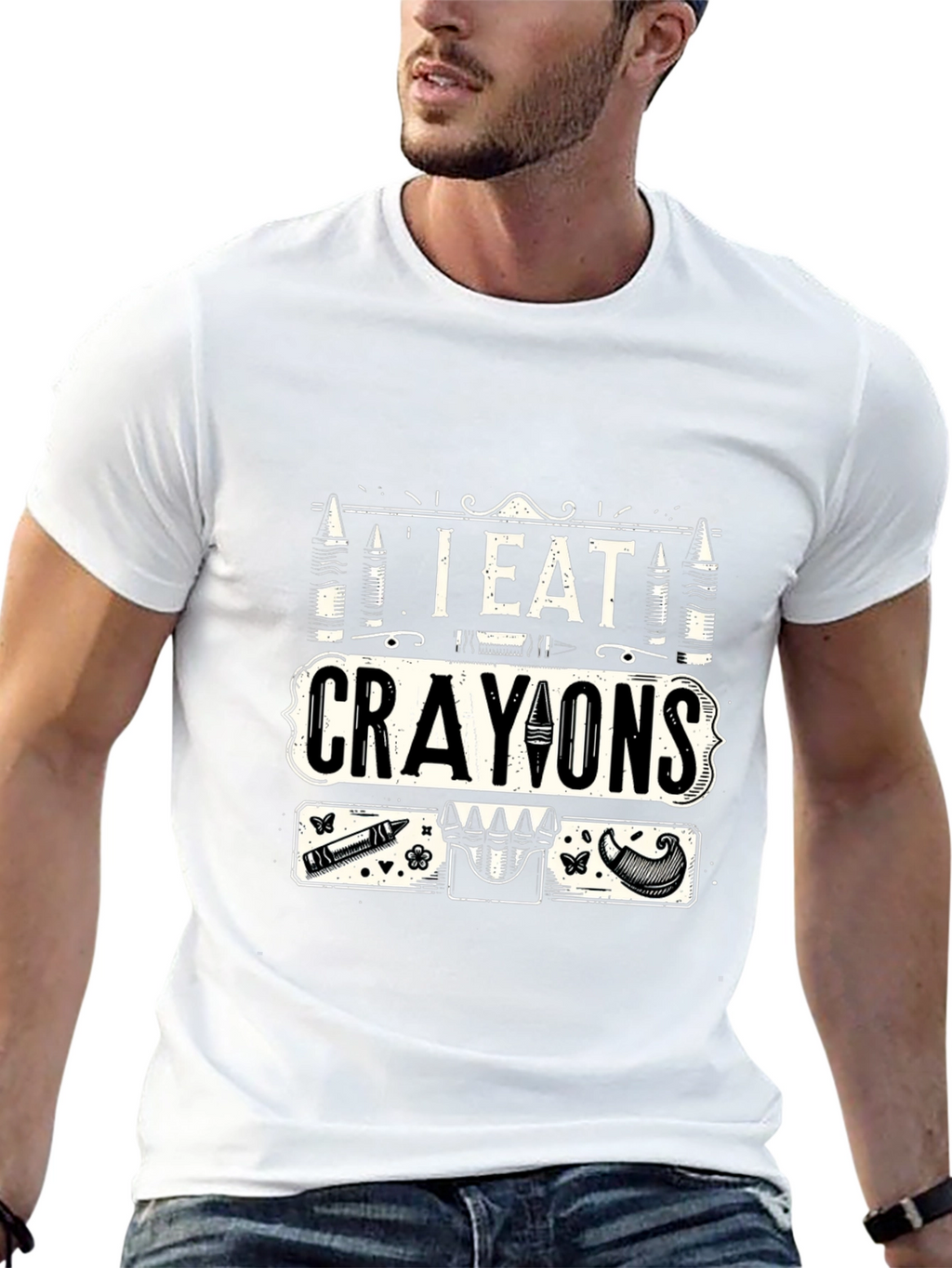 I Eat Crayons Graphic T-Shirt - Funny Novelty Tee
