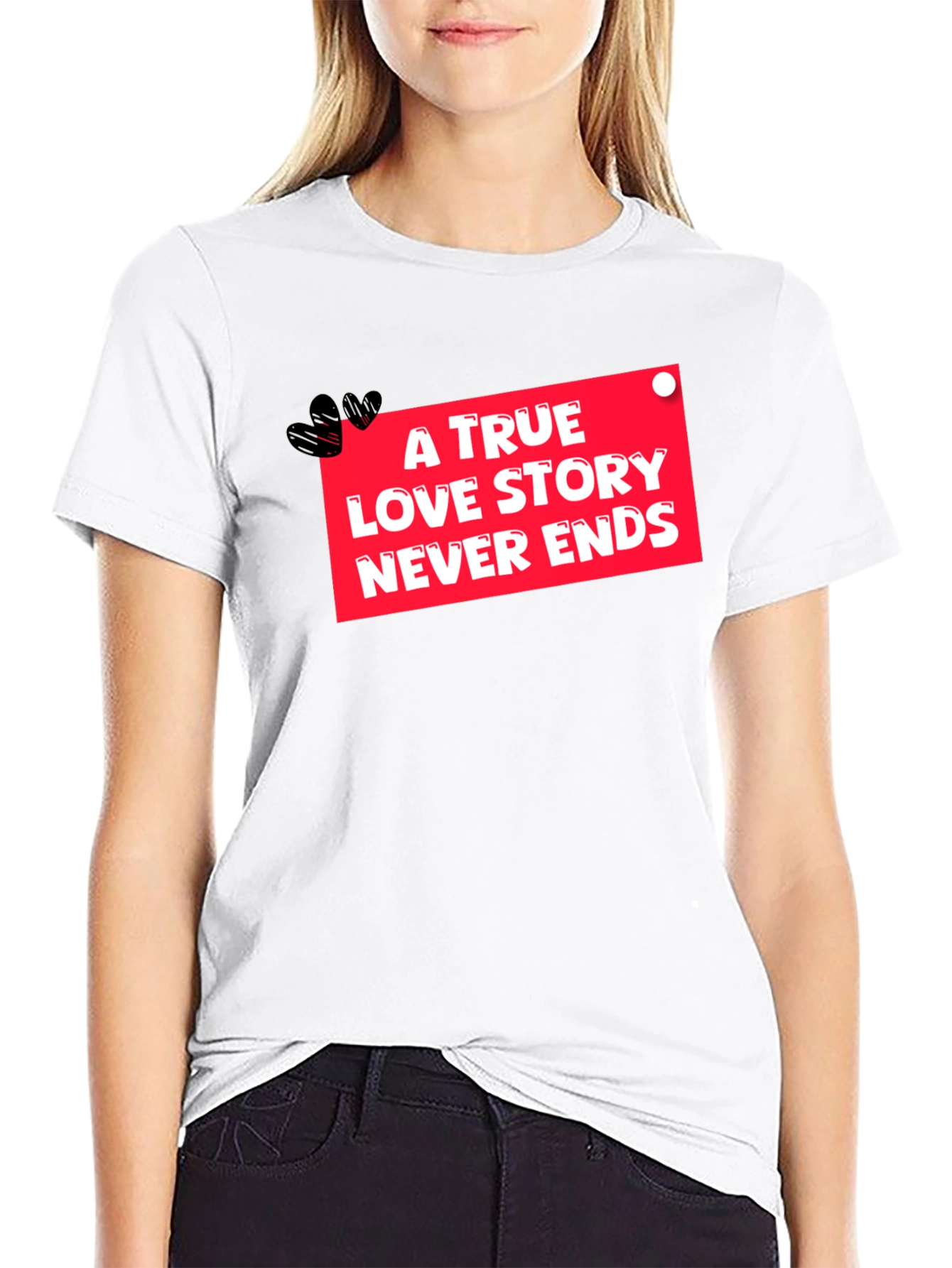 True Love Never Ends Black Graphic Tee