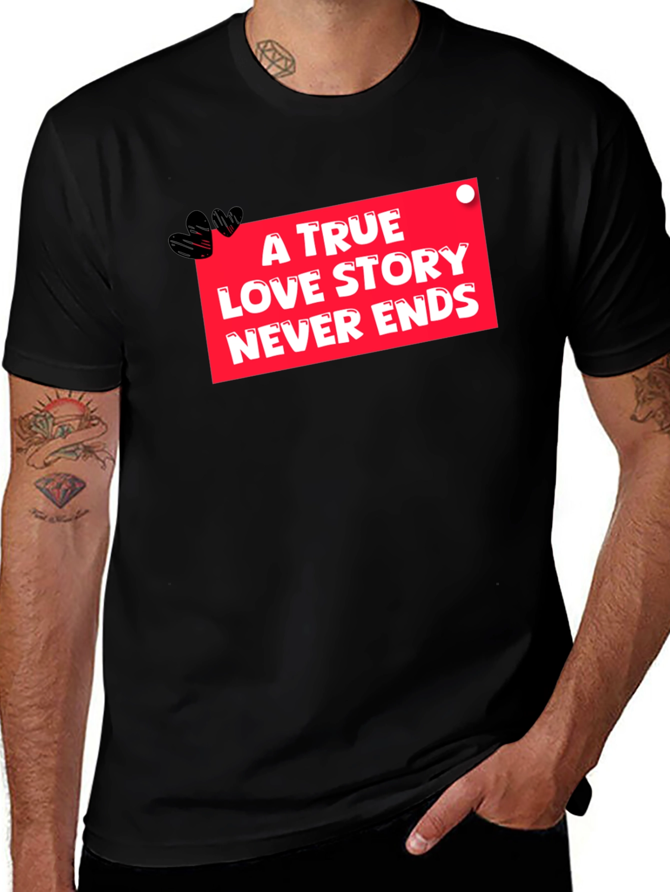 True Love Never Ends Black Graphic Tee