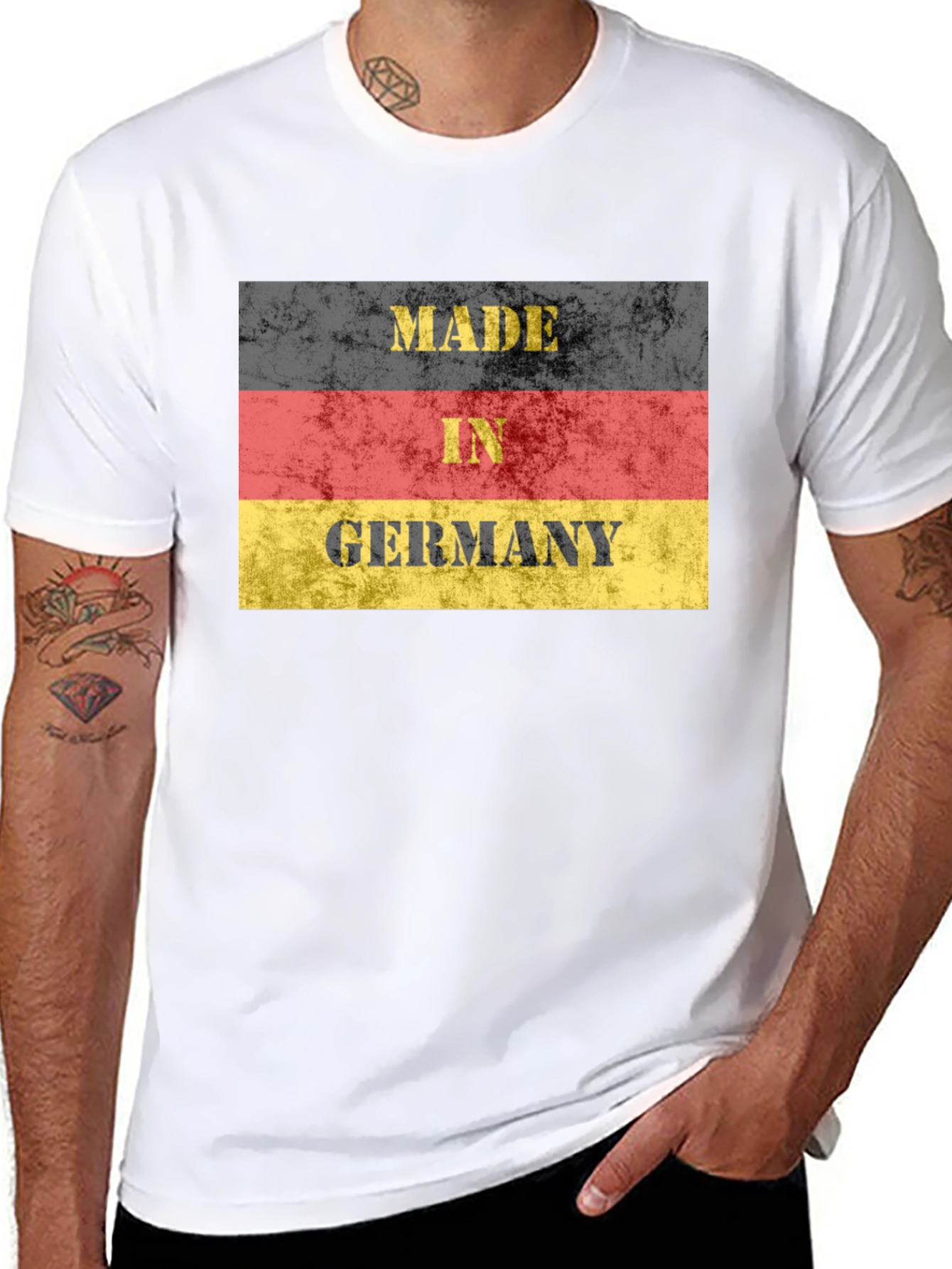 Made in Germany Flag T-Shirt - Black Crew Neck Tee