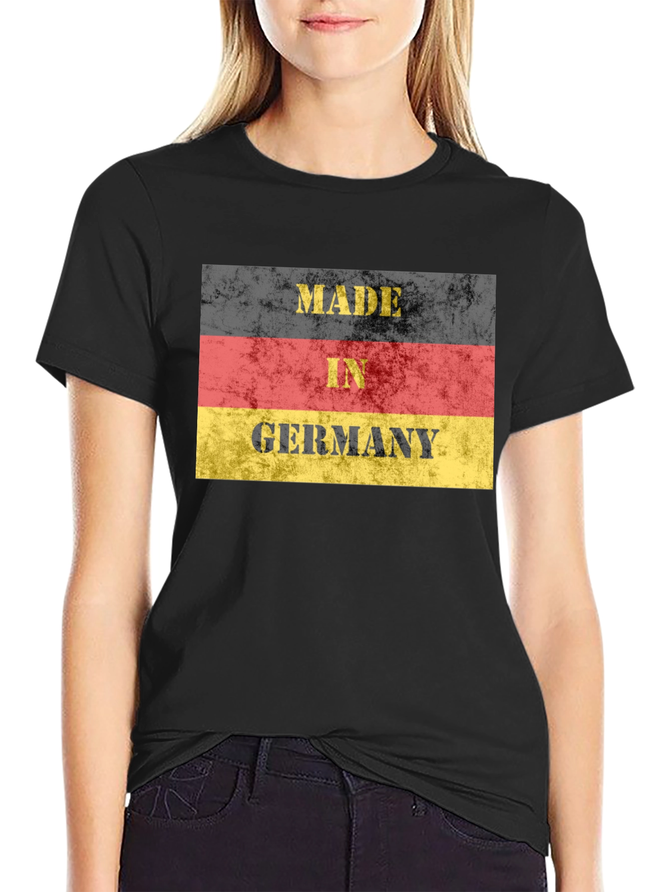 Made in Germany Flag T-Shirt - Black Crew Neck Tee