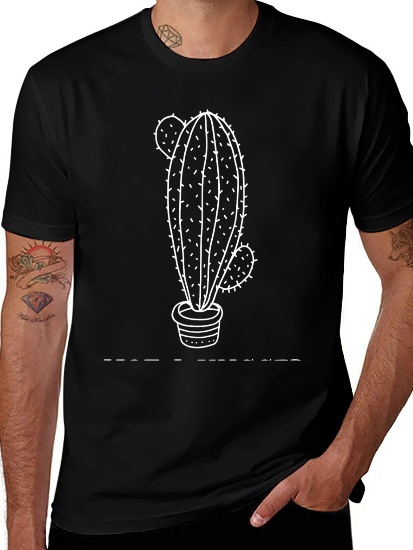 Cactus Graphic Black T-Shirt - Unisex Casual Tee