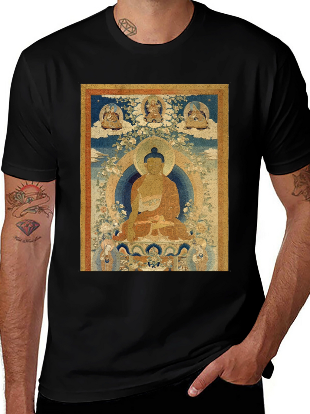 Buddha Art Print Black T-Shirt