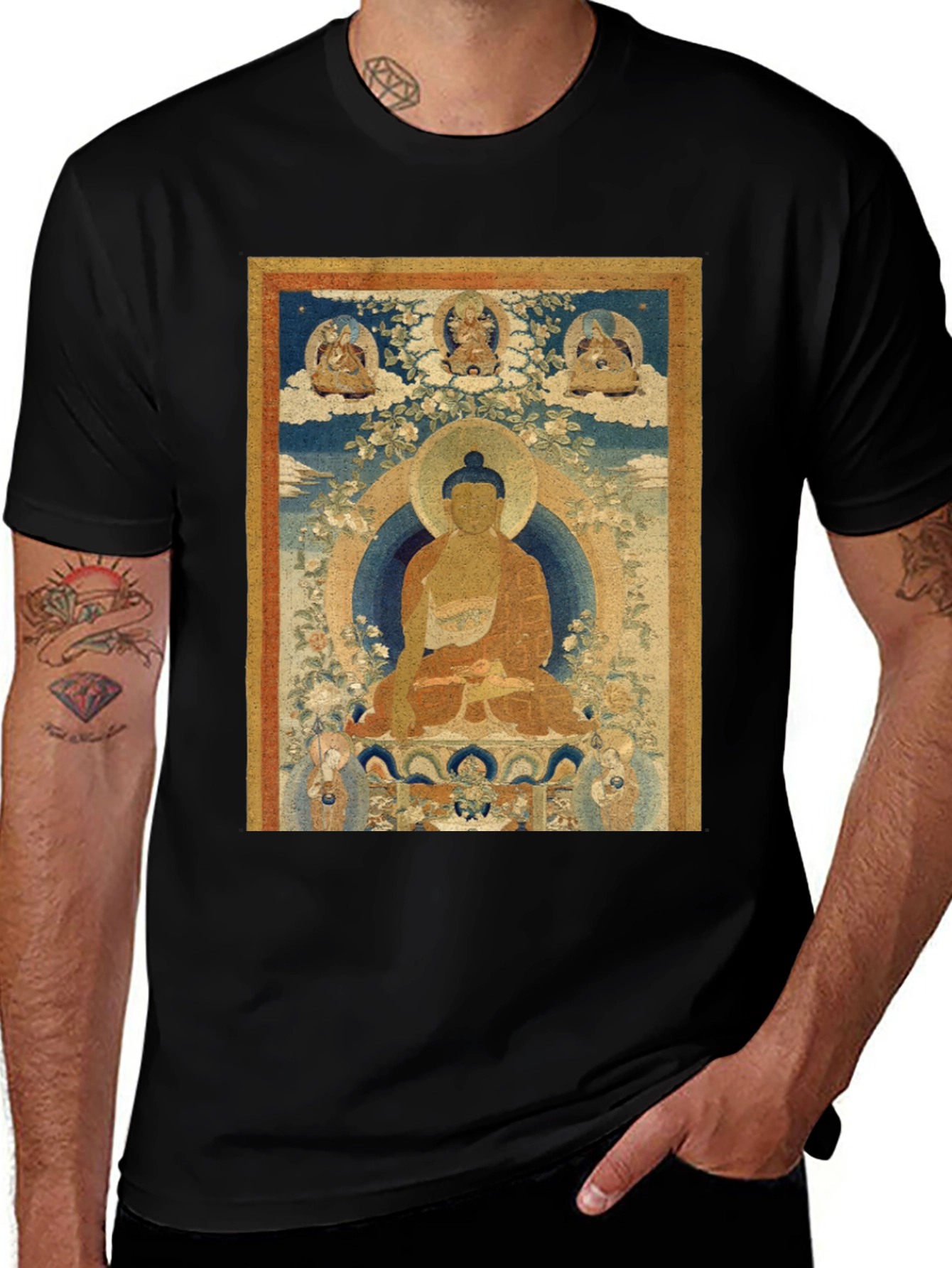 Buddha Art Print Black T-Shirt