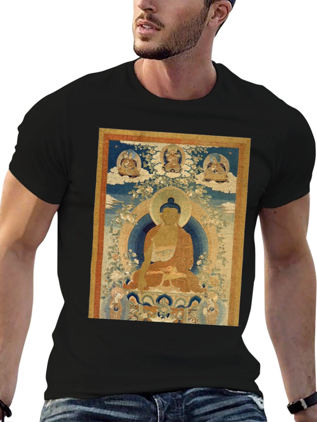 Buddha Art Print Black T-Shirt
