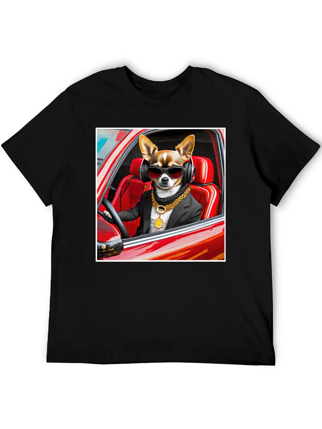 Cool Dog in Car Graphic Tee