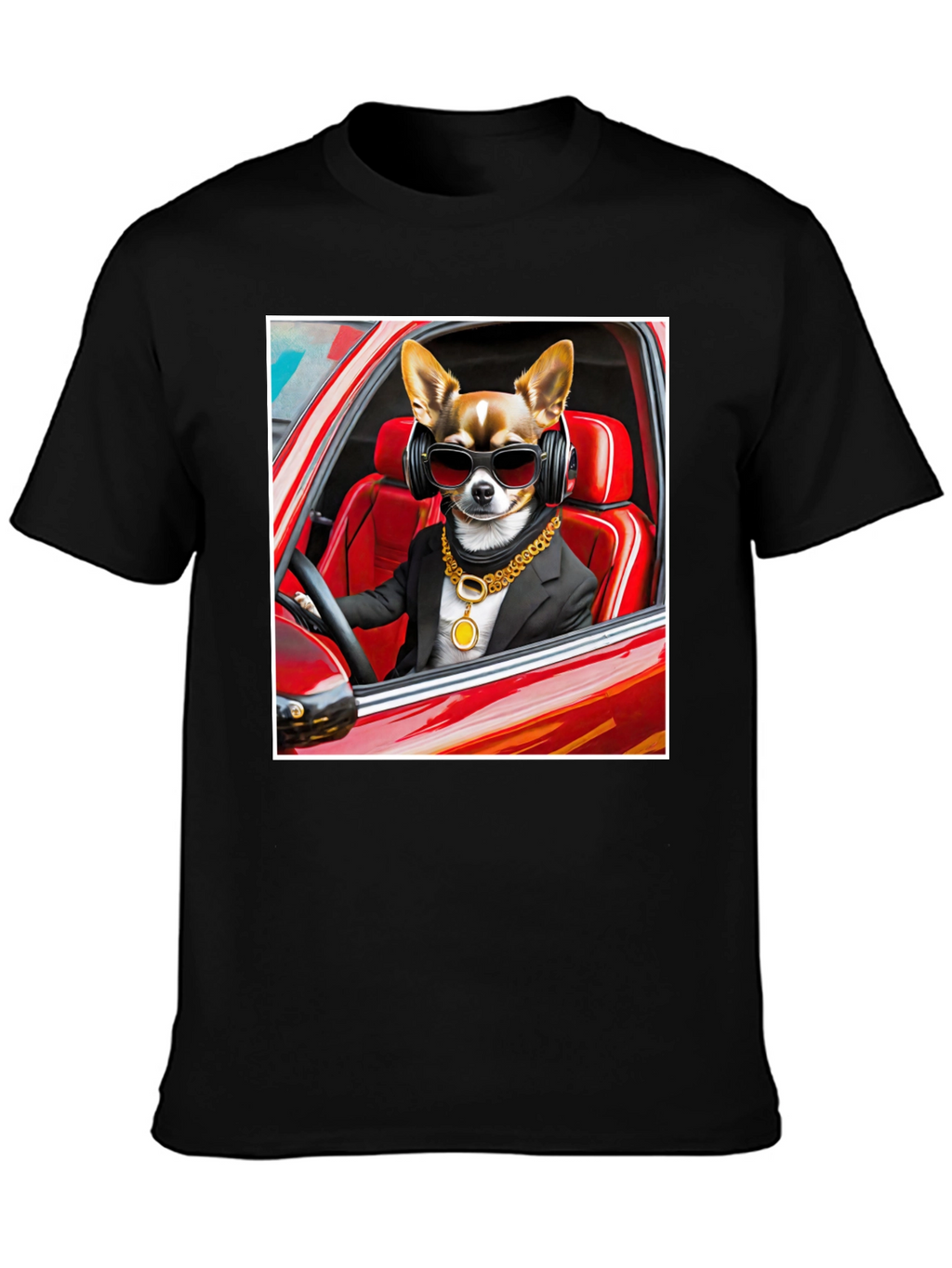 Cool Dog in Car Graphic Tee