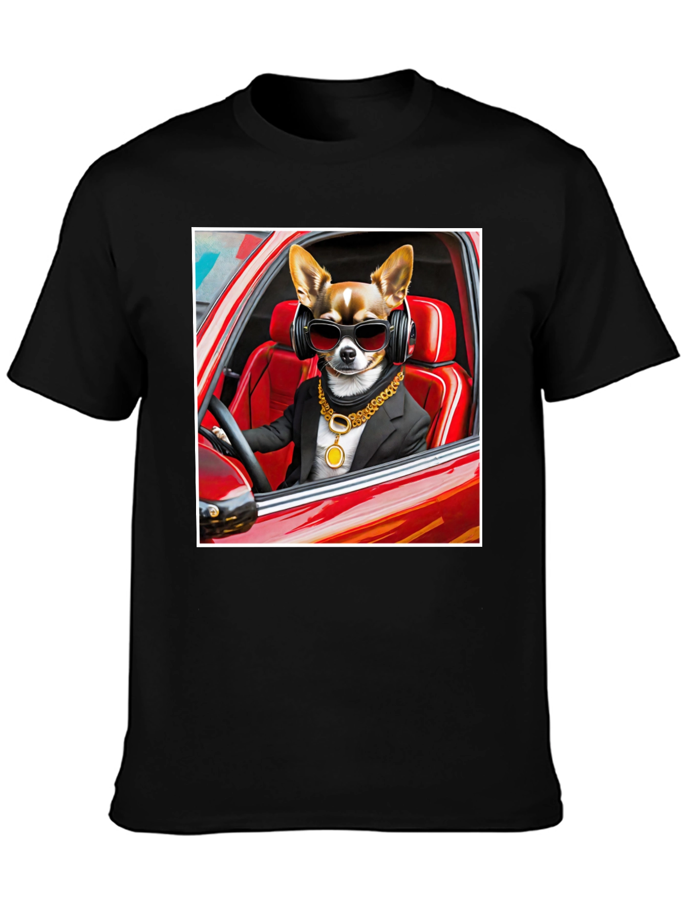 Cool Dog in Car Graphic Tee