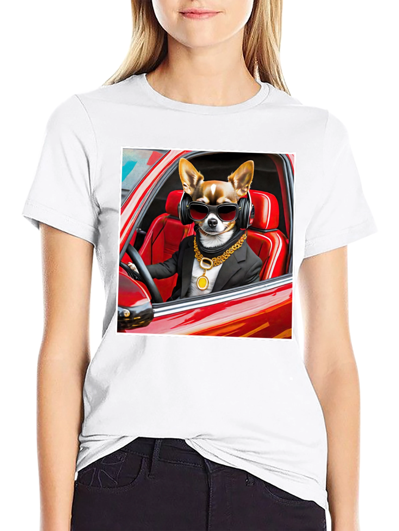 Cool Dog in Car Graphic Tee