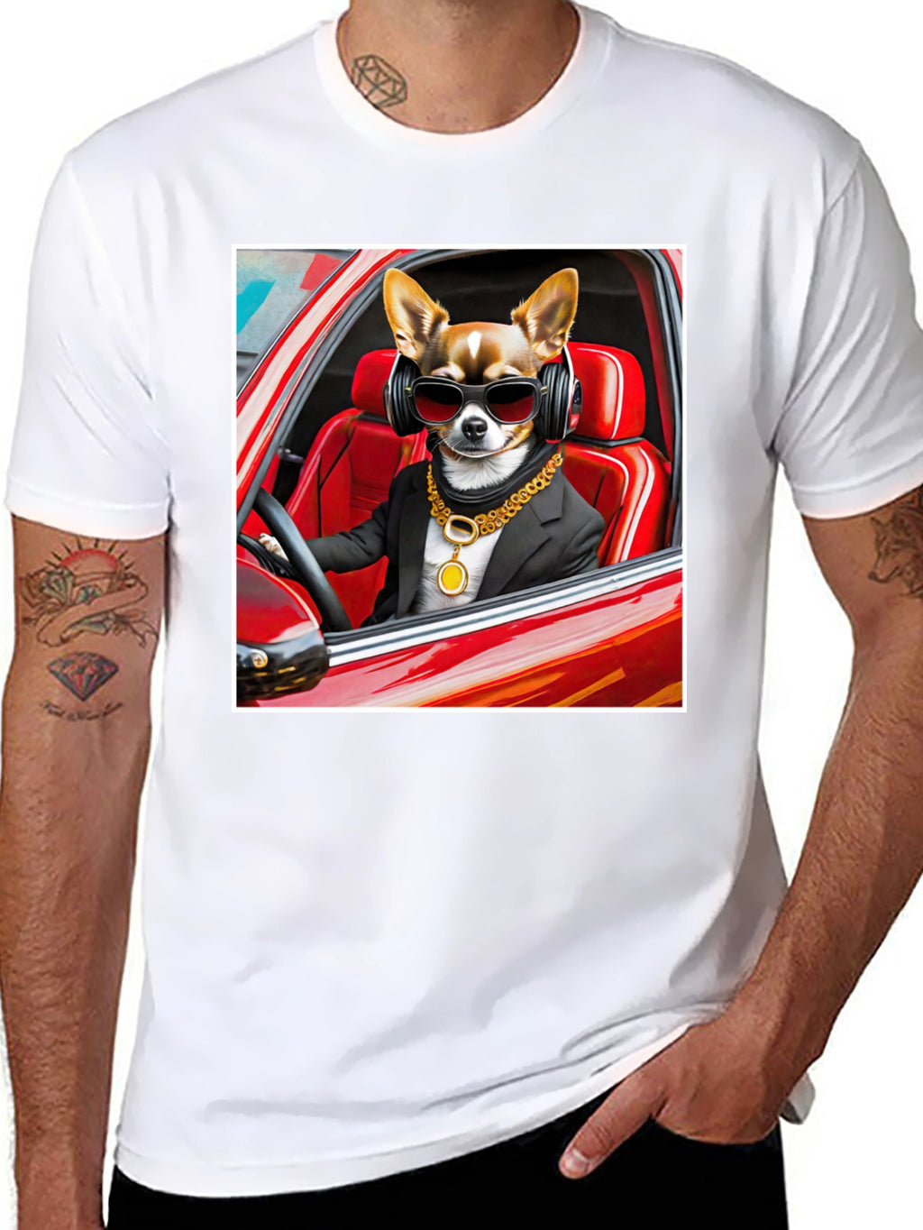 Cool Dog in Car Graphic Tee