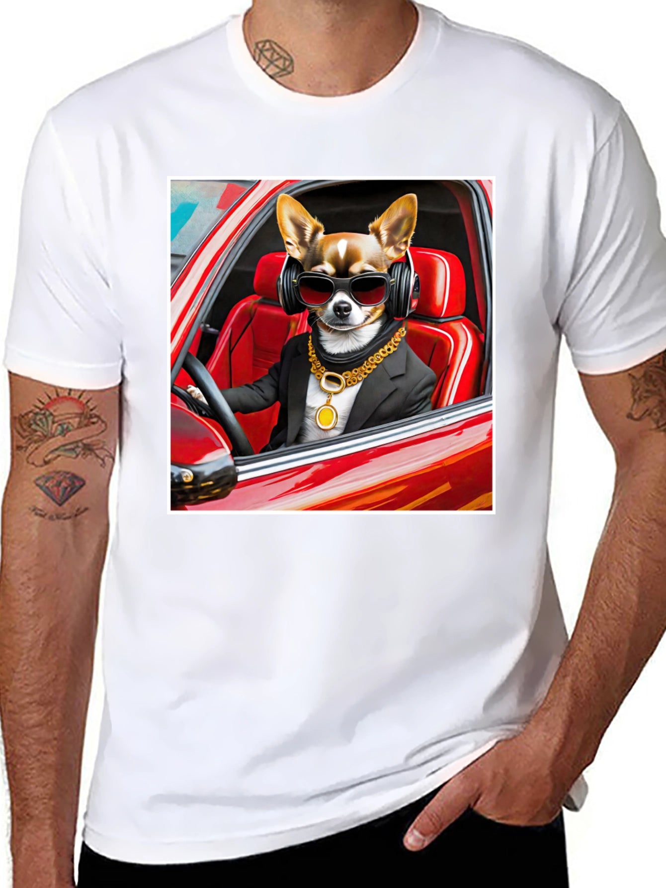Cool Dog in Car Graphic Tee
