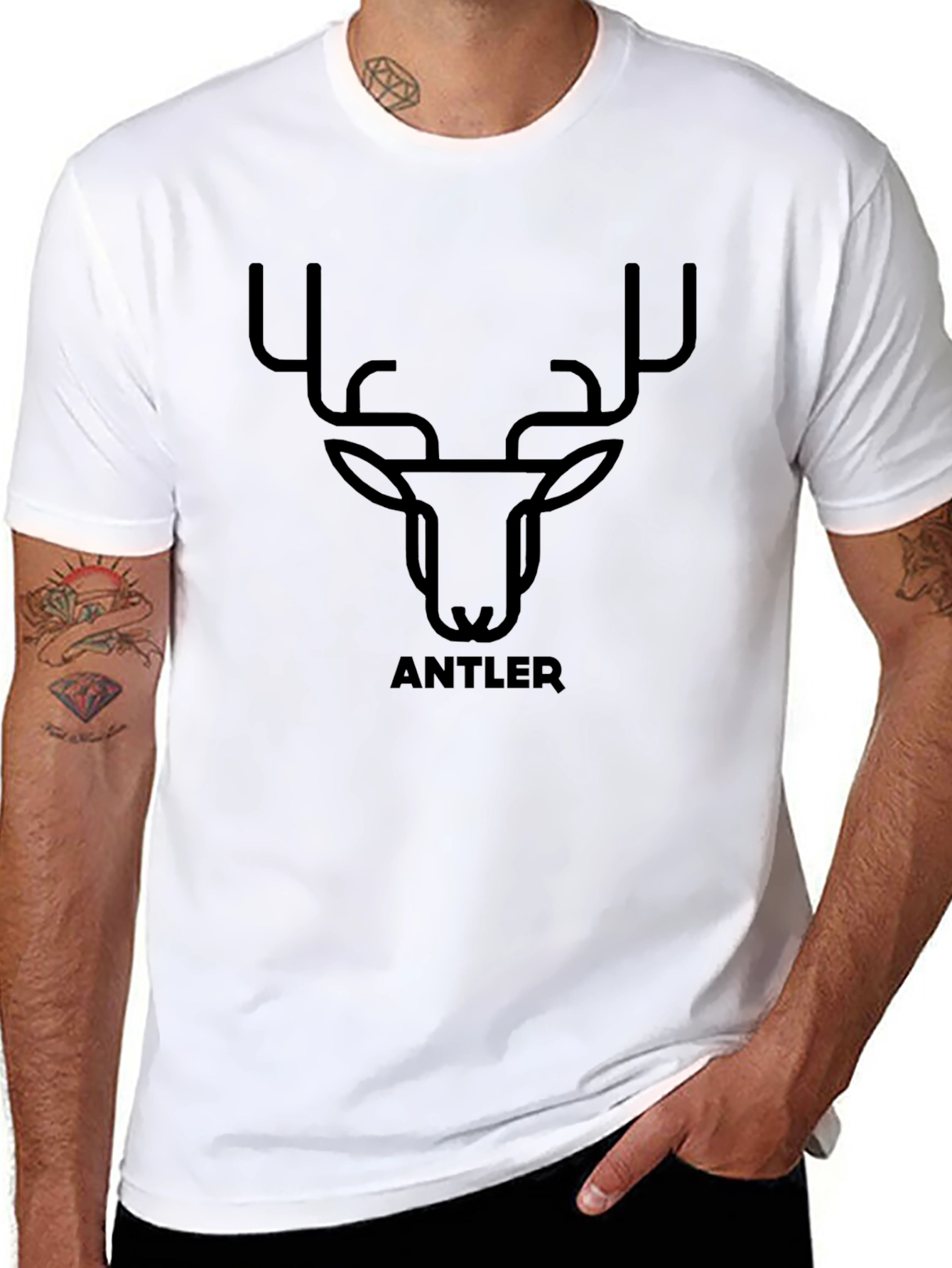 Antler Graphic Print Black T-Shirt