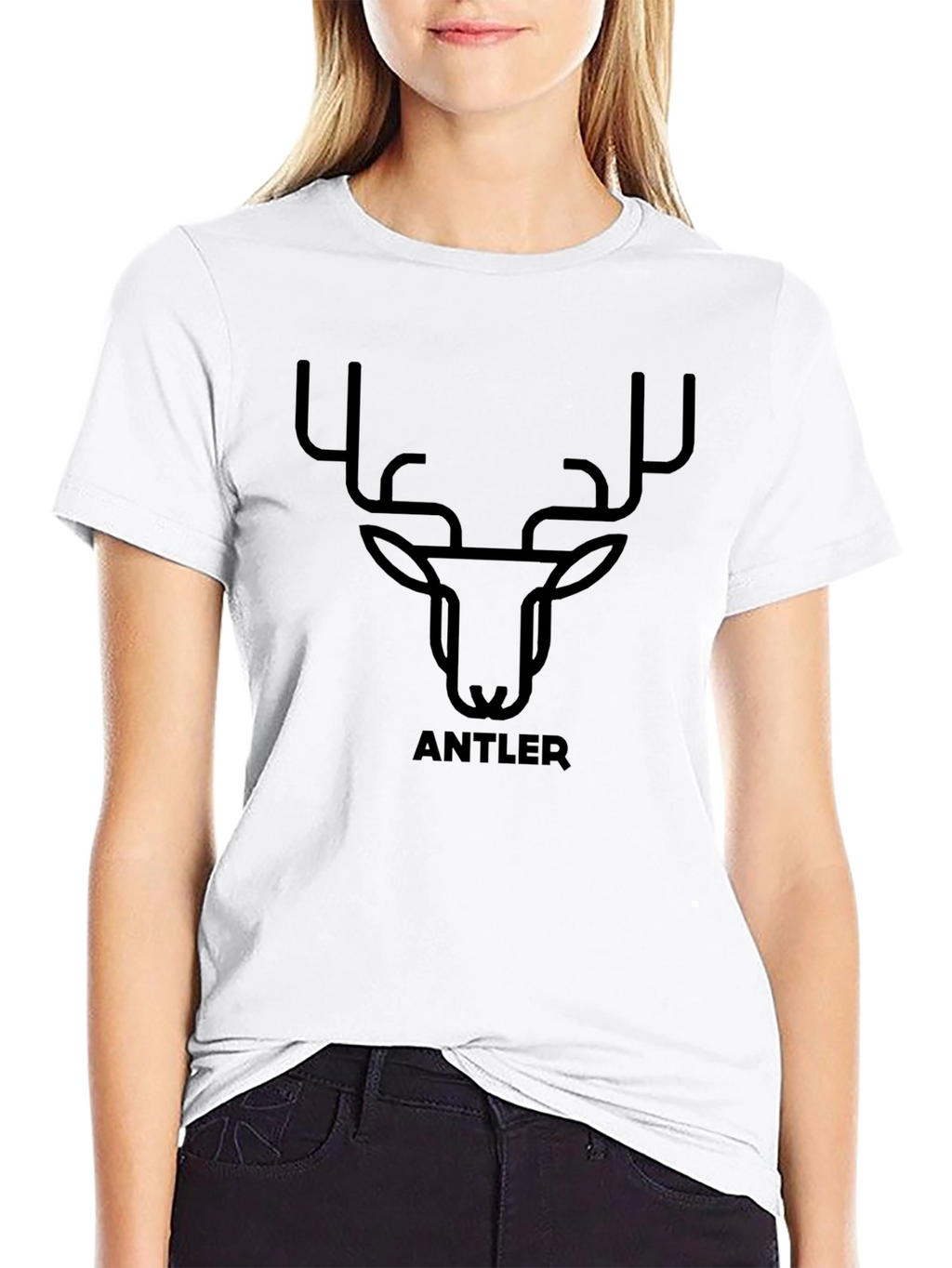 Antler Graphic Print Black T-Shirt