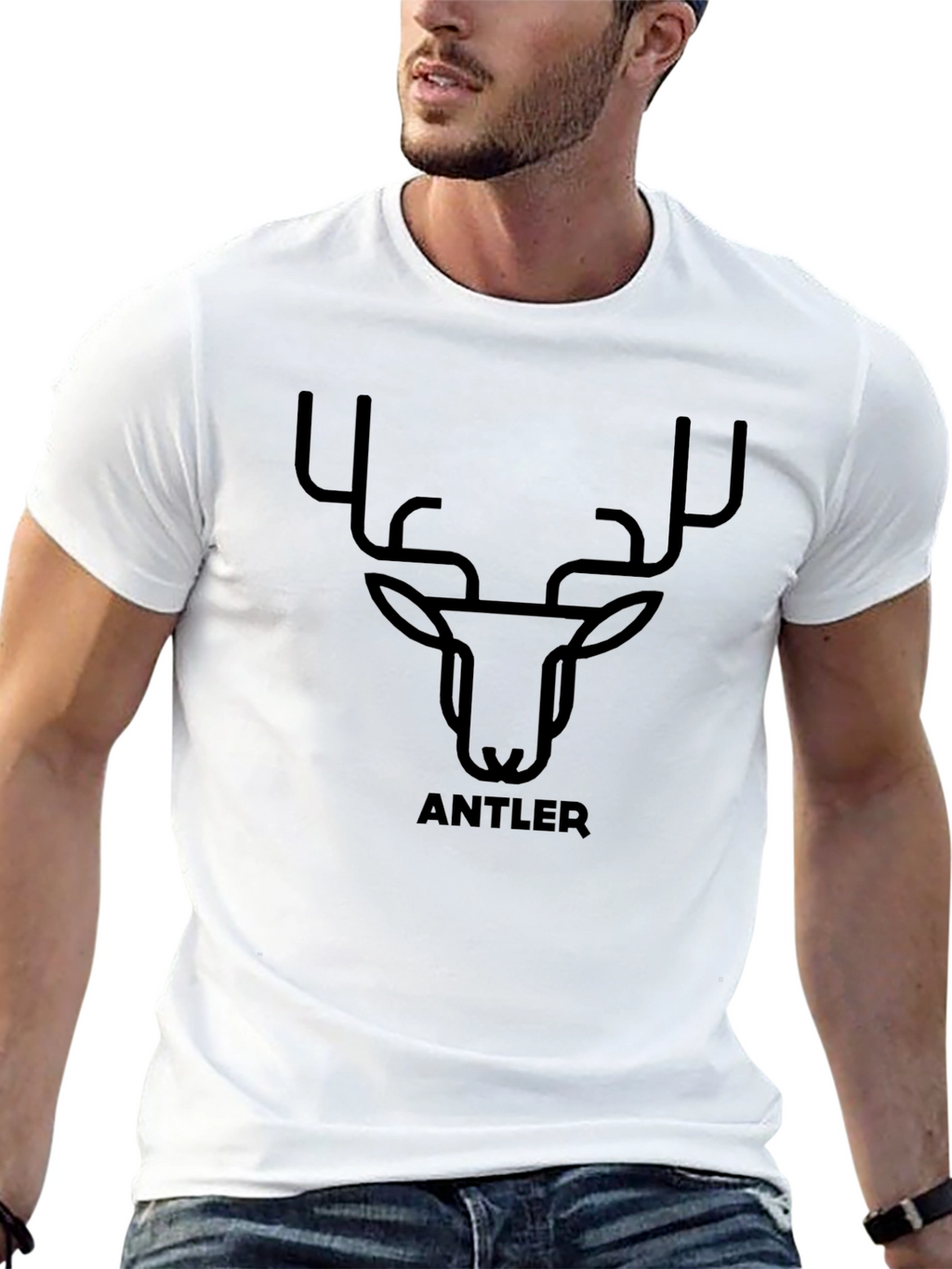 Antler Graphic Print Black T-Shirt
