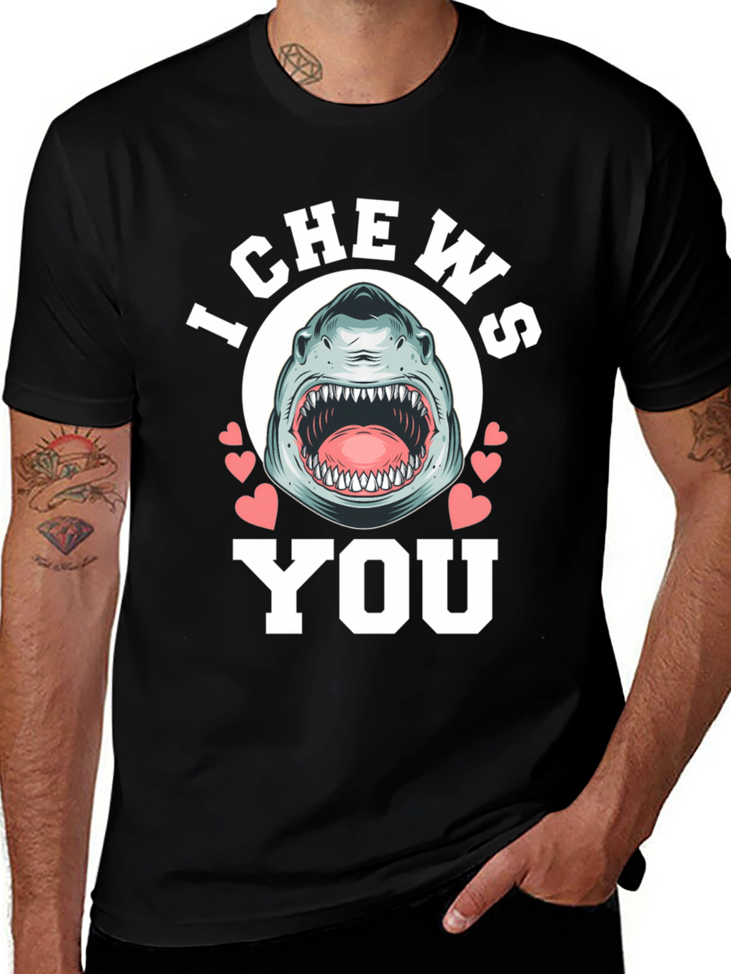 I Chews You Shark Graphic Tee - Black