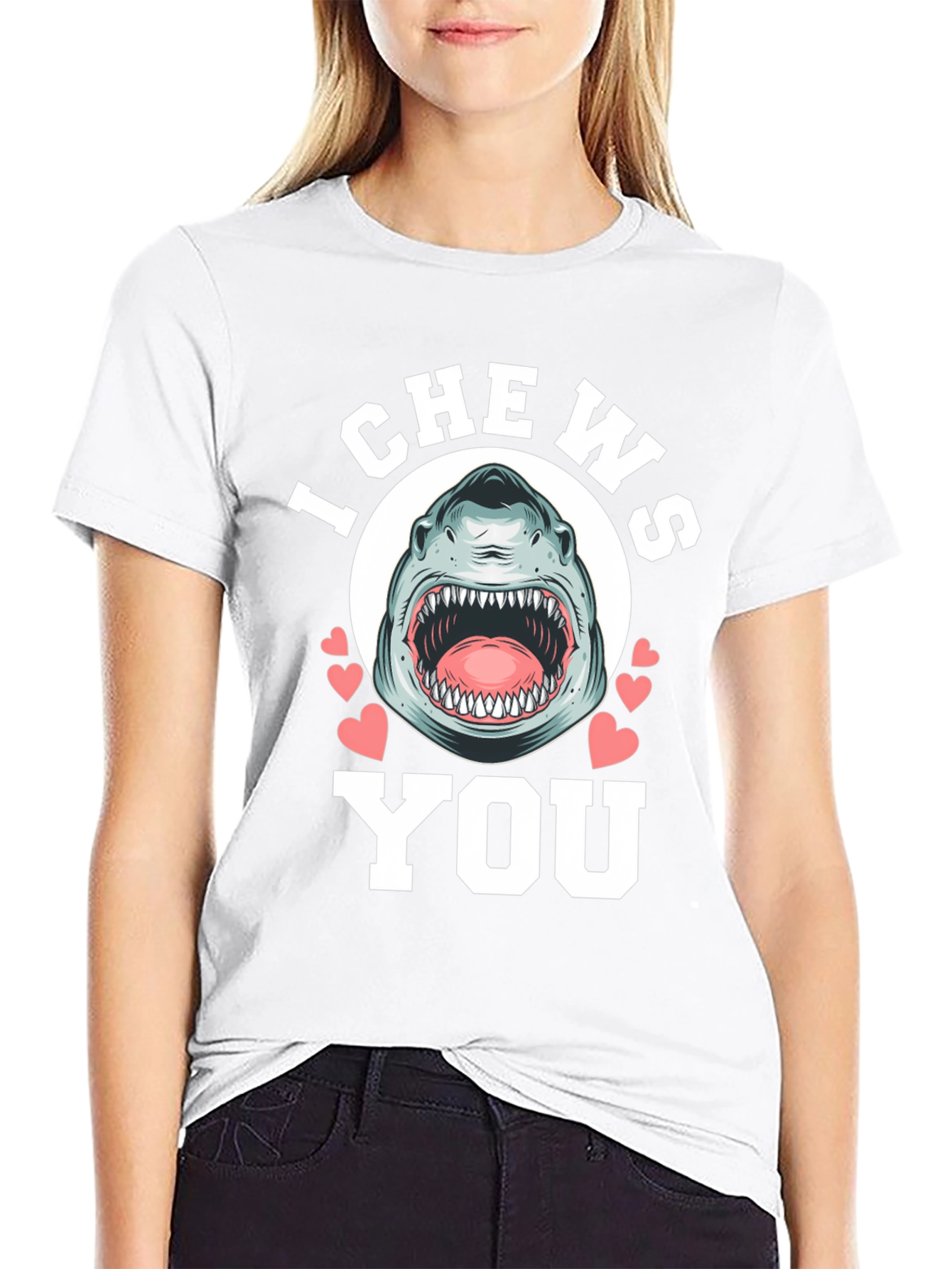 I Chews You Shark Graphic Tee - Black