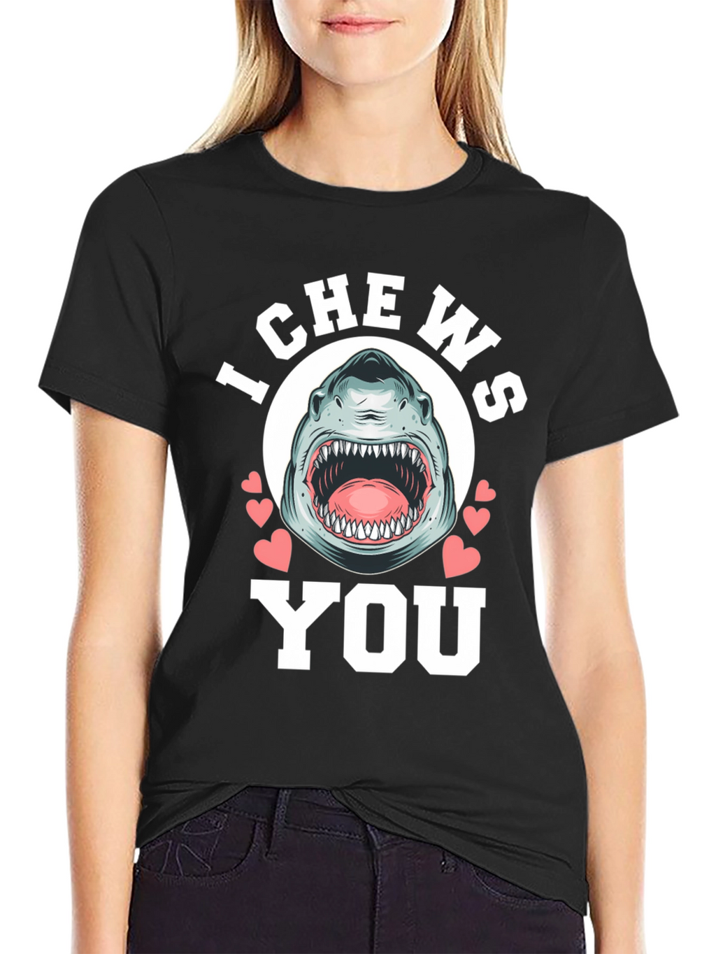 I Chews You Shark Graphic Tee - Black