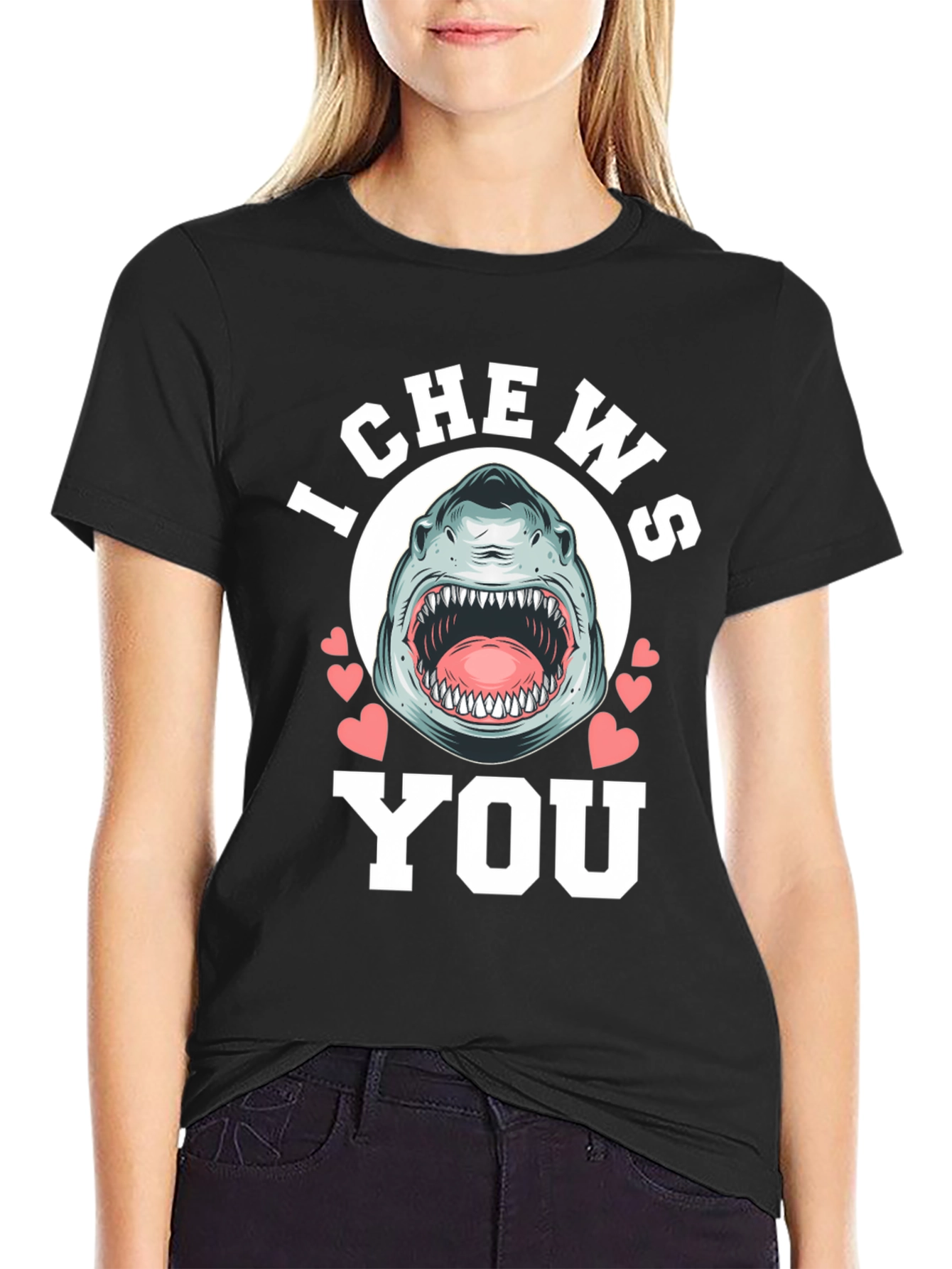 I Chews You Shark Graphic Tee - Black