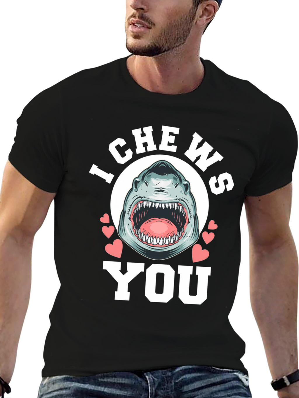 I Chews You Shark Graphic Tee - Black