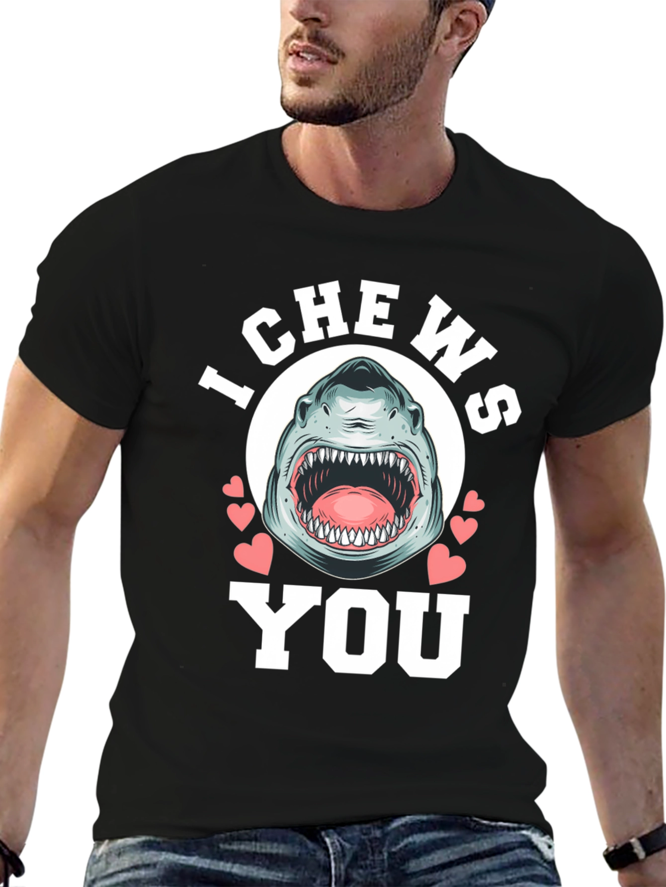 I Chews You Shark Graphic Tee - Black