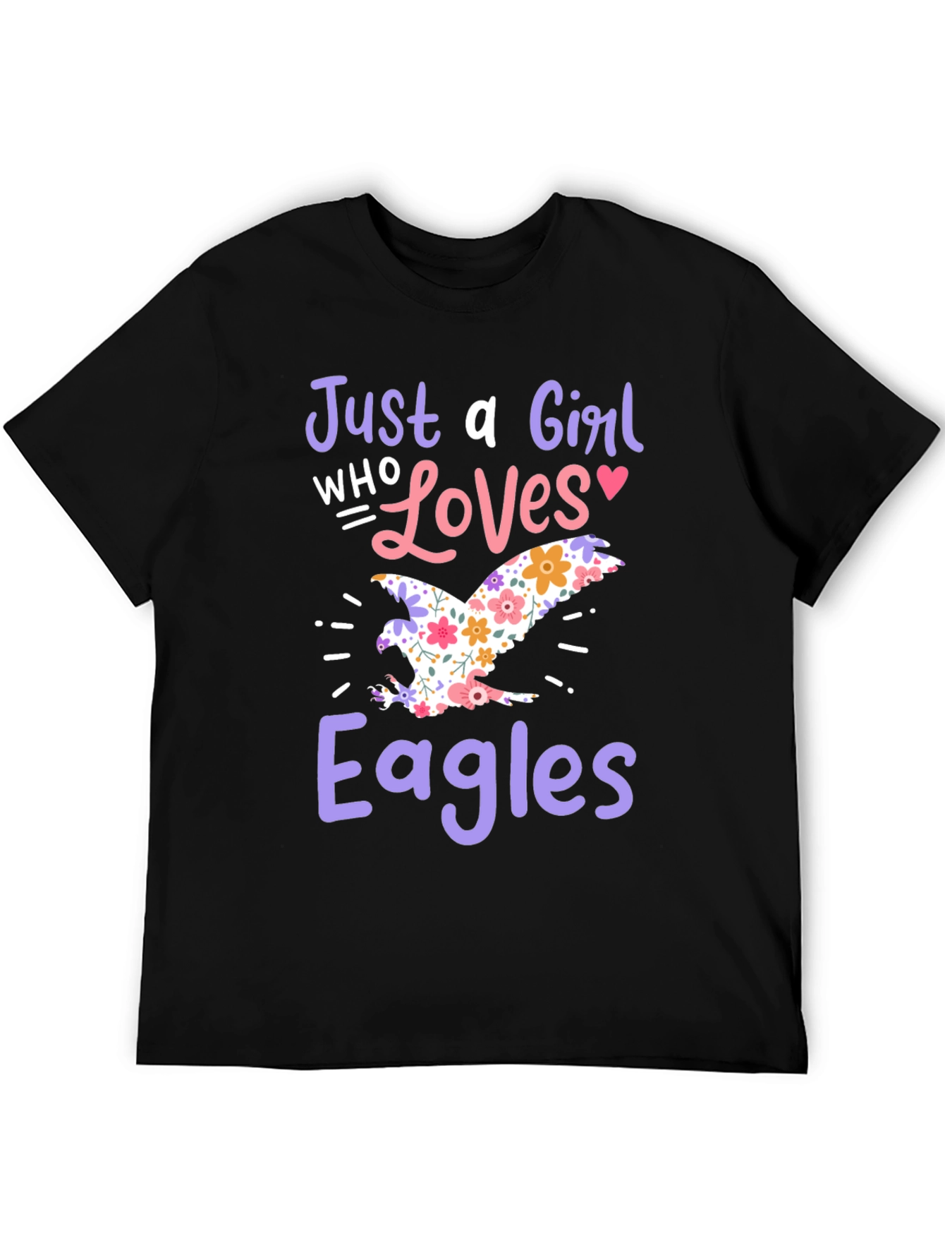 Just A Girl Who Loves Eagles Black T-Shirt