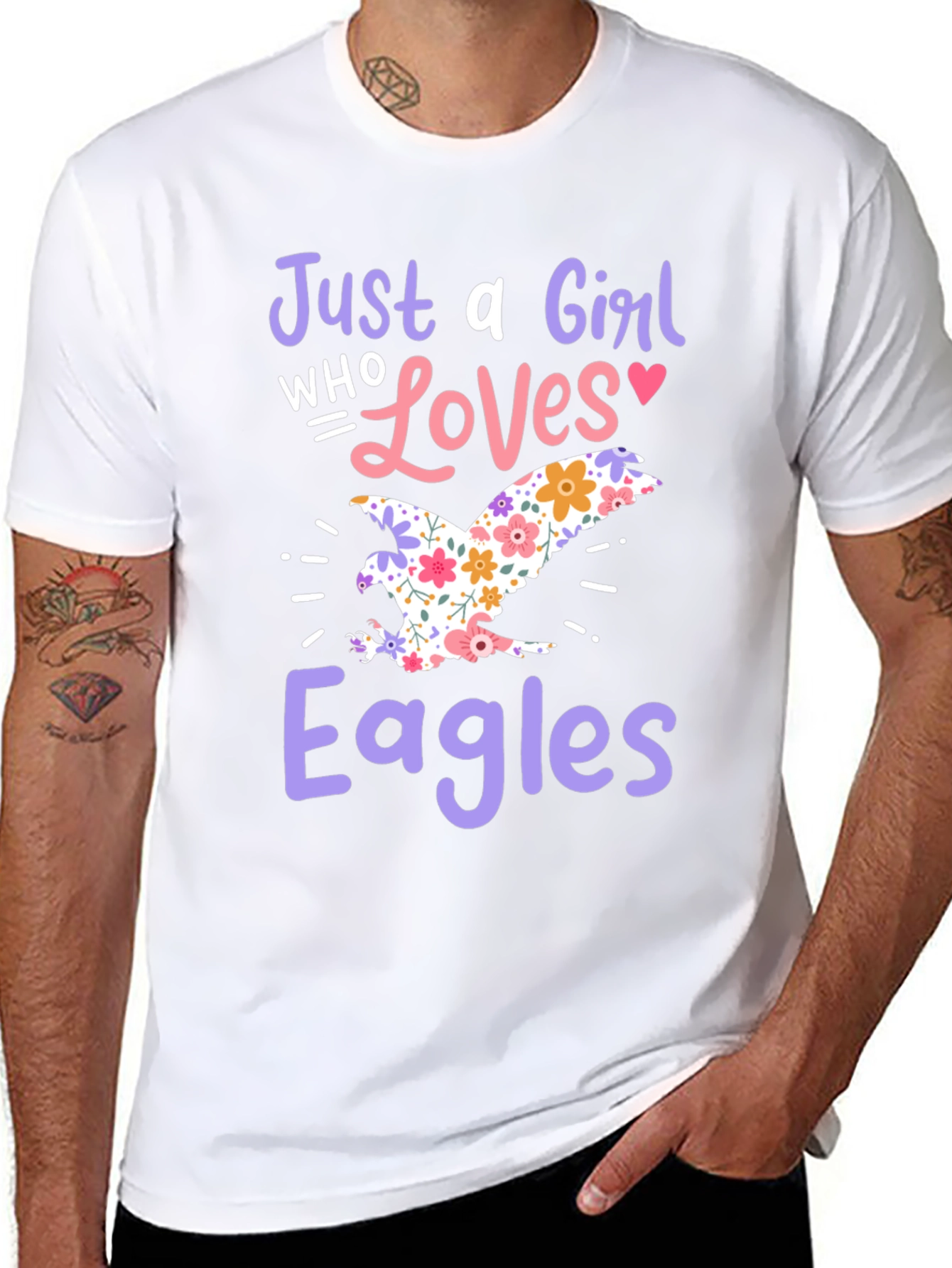 Just A Girl Who Loves Eagles Black T-Shirt