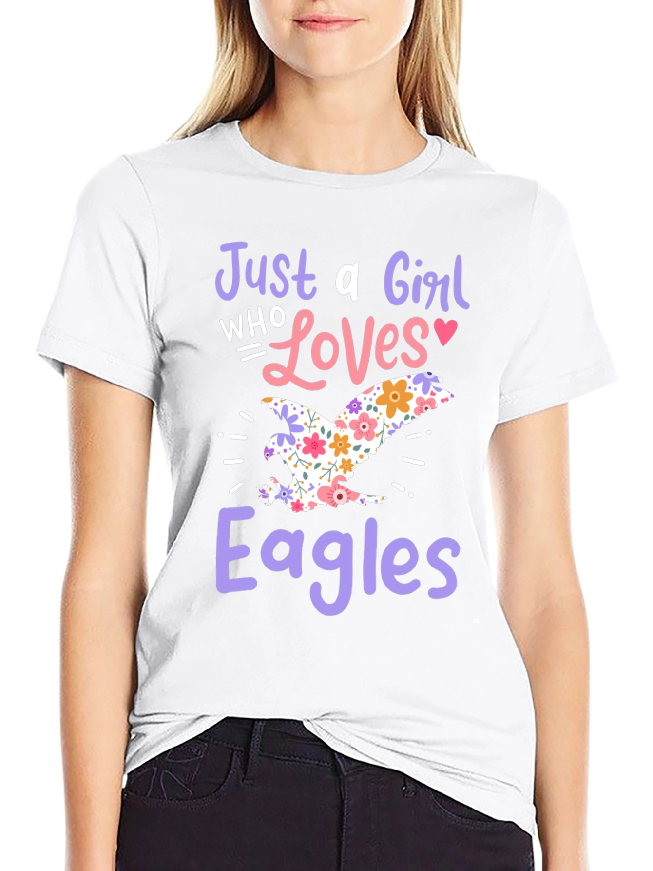 Just A Girl Who Loves Eagles Black T-Shirt